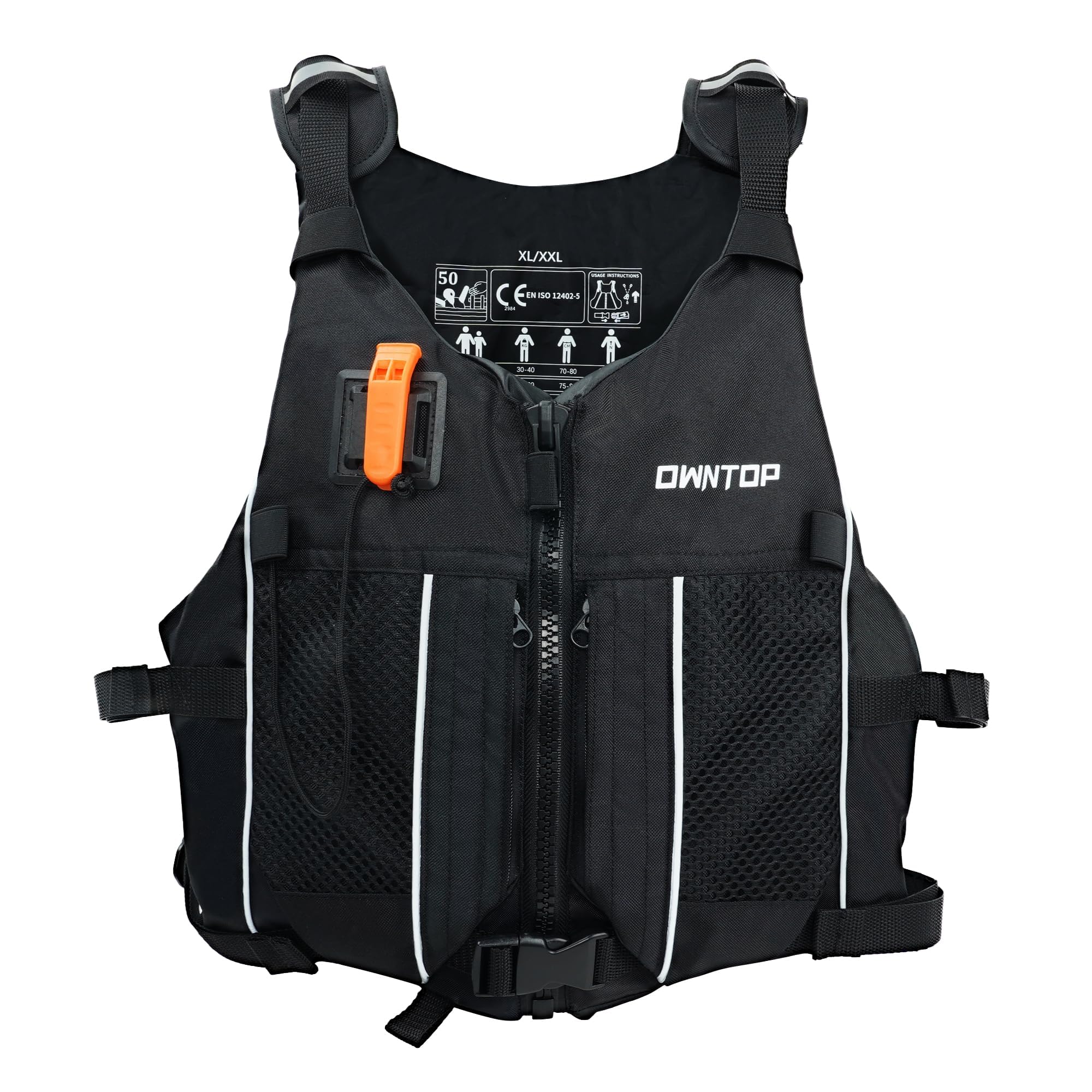 Owntop Swim Jacket for Adults & Youth - Ultra-Thin Hydration Pack with Dual Mesh Pockets & Attached Whistle - Perfect for Kayaking, Boating, Fishing and All Water Sports - Ideal for Swimming, Surfing and Outdoor Water Activities