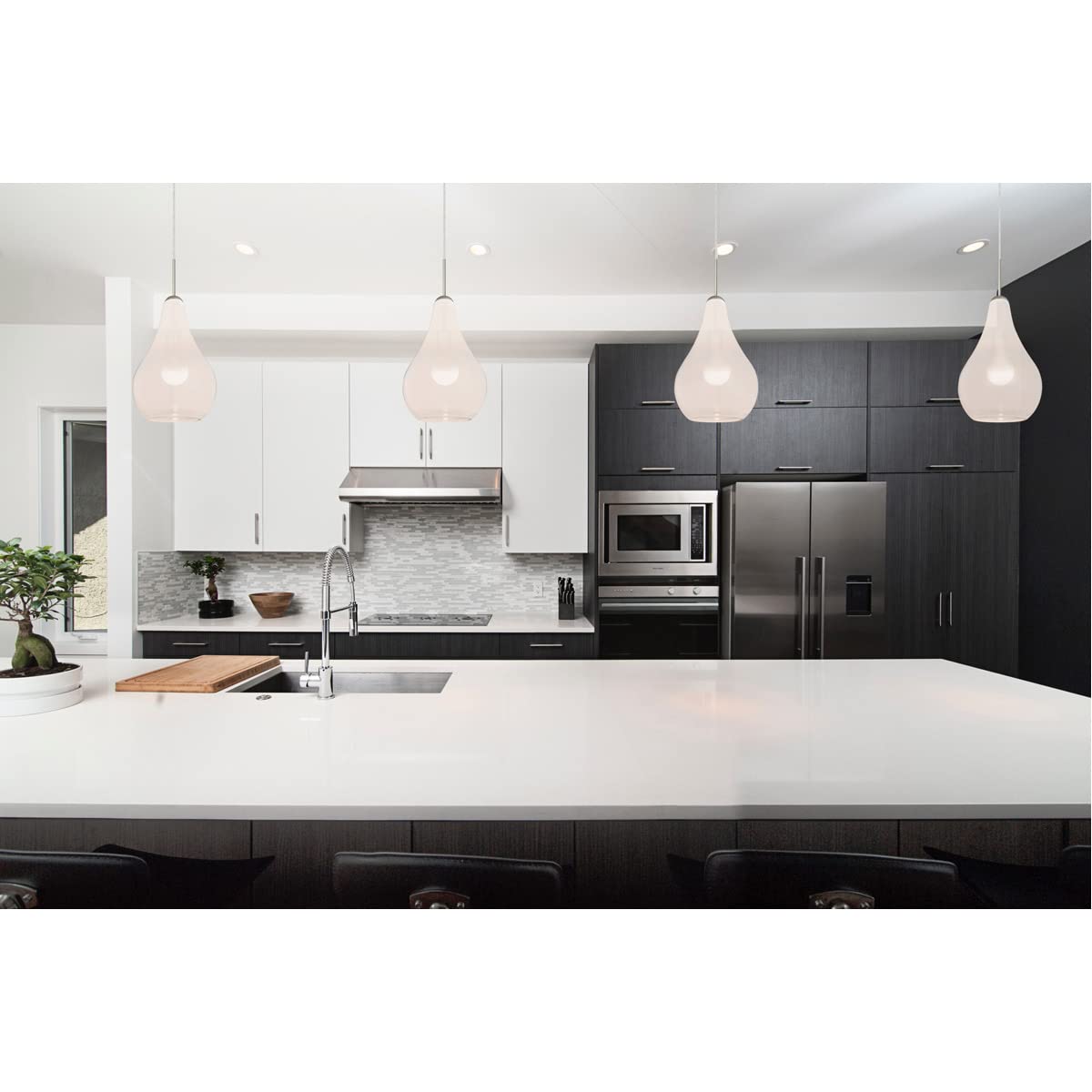 Leon Collection Modern LED Pendant Light - 1JT-LEONWC-LED-BR - Dimmable Hanging Fixture for Kitchen Island, Dining Room & Living Room Lighting