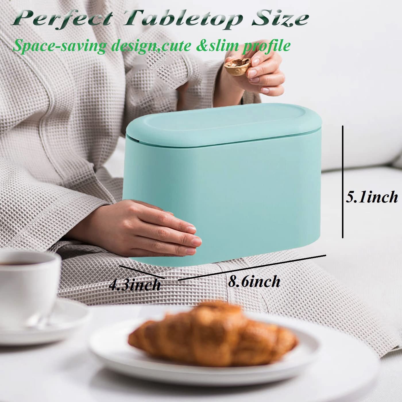 Mini Trash Can with Lid - Small Removable Garbage Bin, Compact Plastic Waste Basket for Bathroom, Office, Kitchen, Desk & Coffee Table - Perfect for Home, Office & Travel Use (Sky Blue)