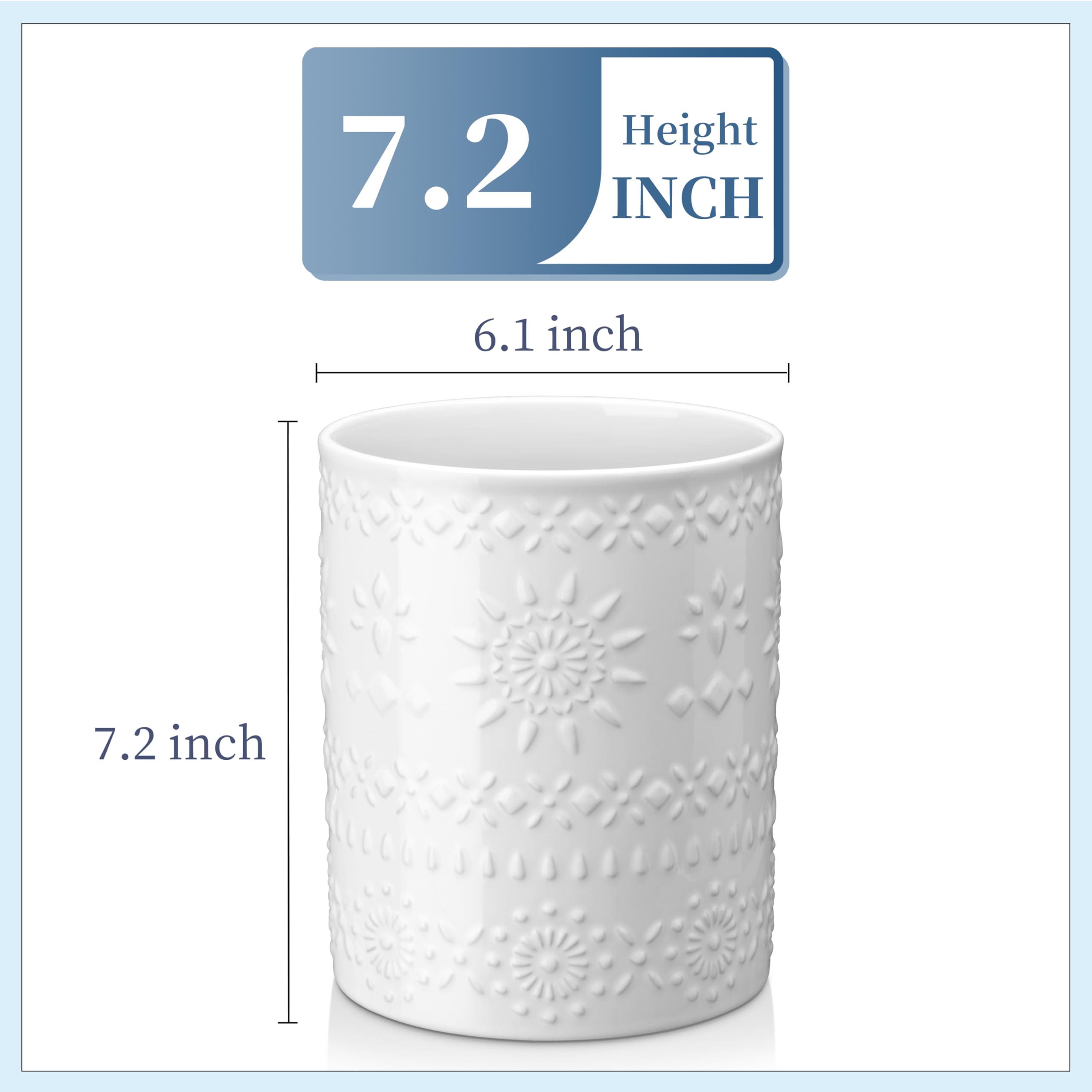 LOVECASA Extra Large Ceramic Utensil Holder - 7.2