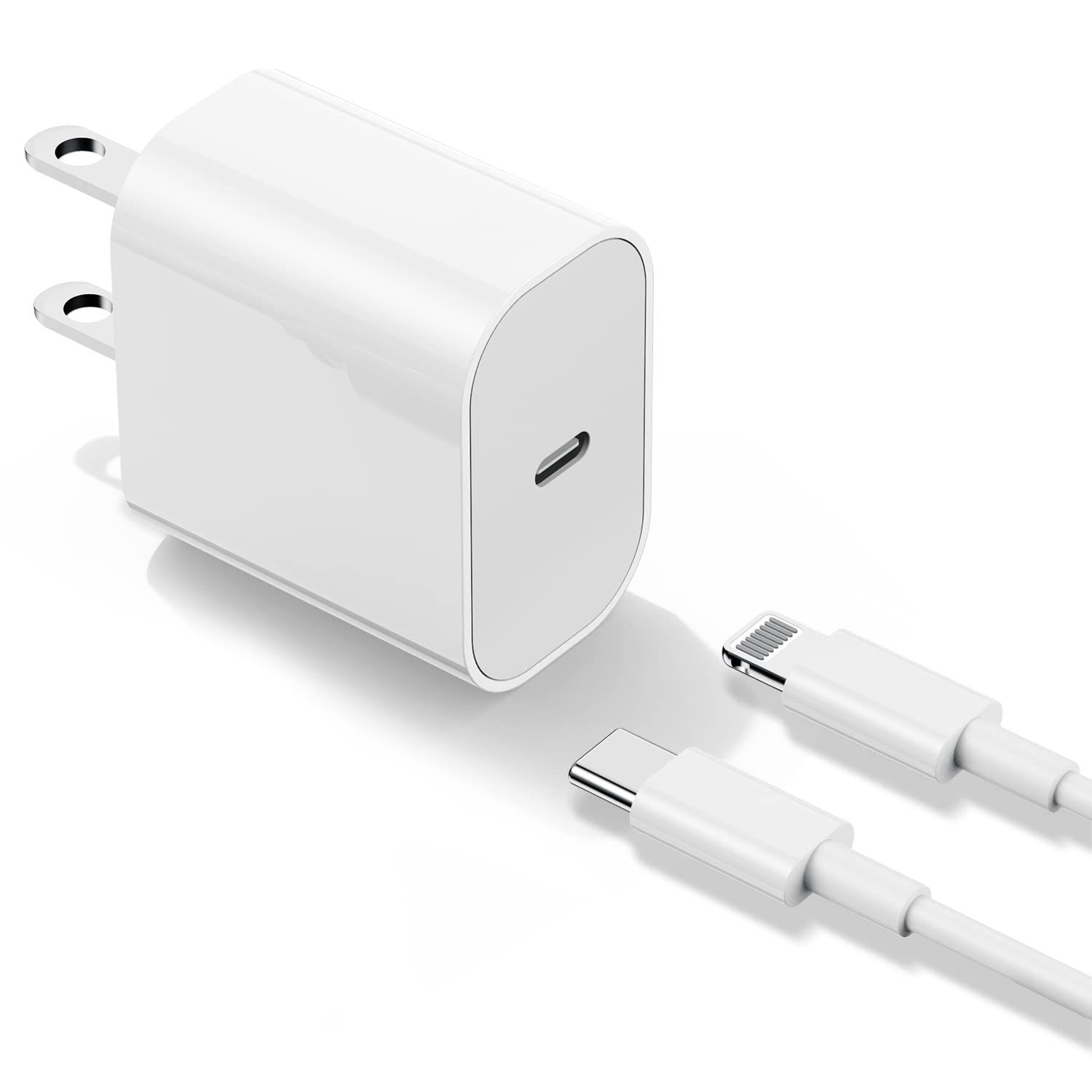 Apple MFi Certified 20W PD Fast Charger with 6ft USB-C to Lightning Cable - Super Fast Charging for iPhone 14/13/12/11 & iPad - Perfect for Home, Office & Travel (1 Pack)