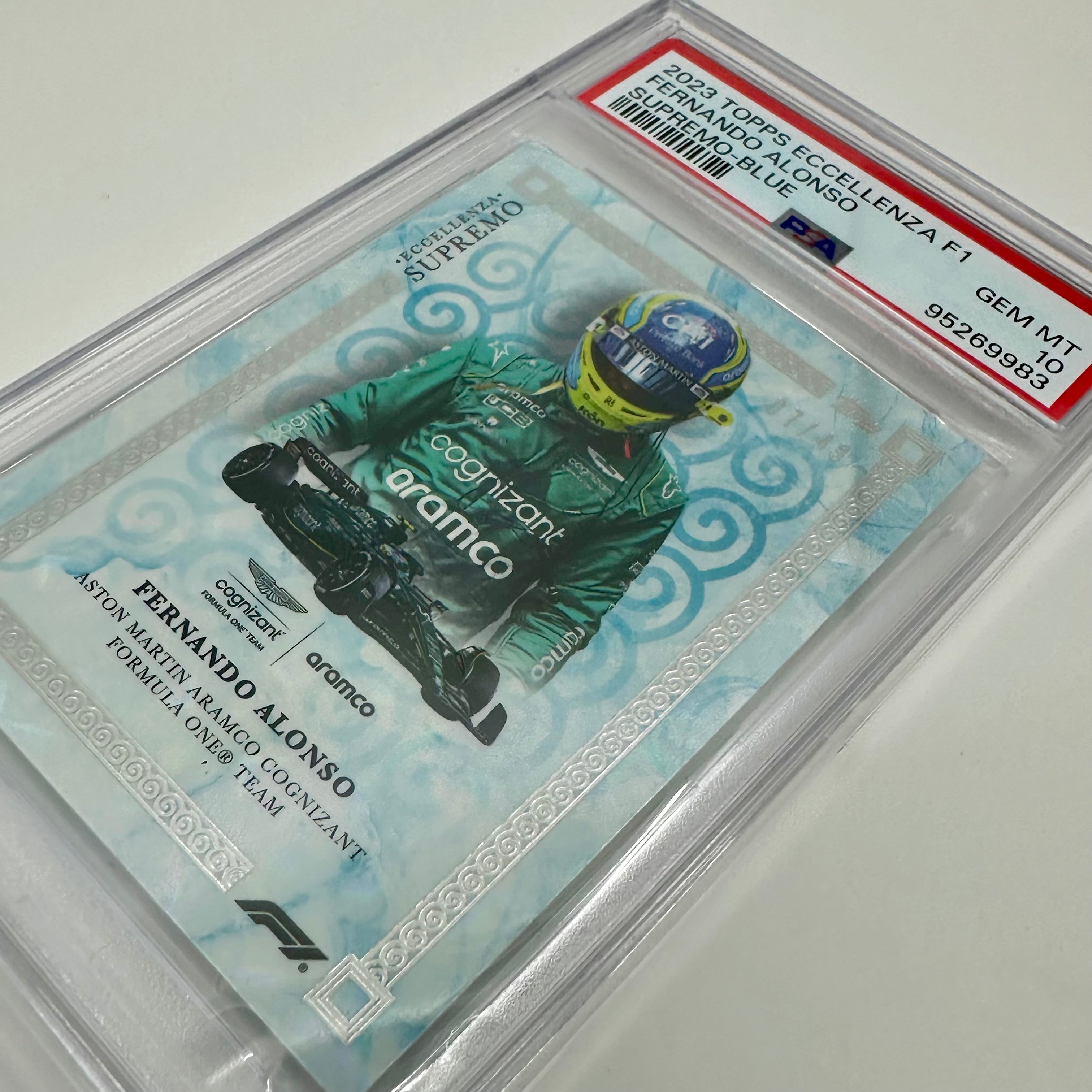 PSA 10 2007 Fernando Alonso Blue #49 2023 Topps Eccellenza Supremo Racing Card - Perfect for Collectors & Formula 1 Fans Display