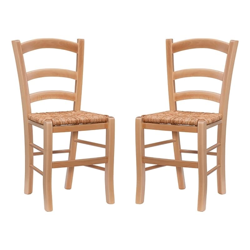 Riverbay Furniture 18.11'' Farmhouse Wood Side Chair in Natural (Set of 2) - Rustic Dining Chairs for Kitchen, Dining Room & Farmhouse Decor