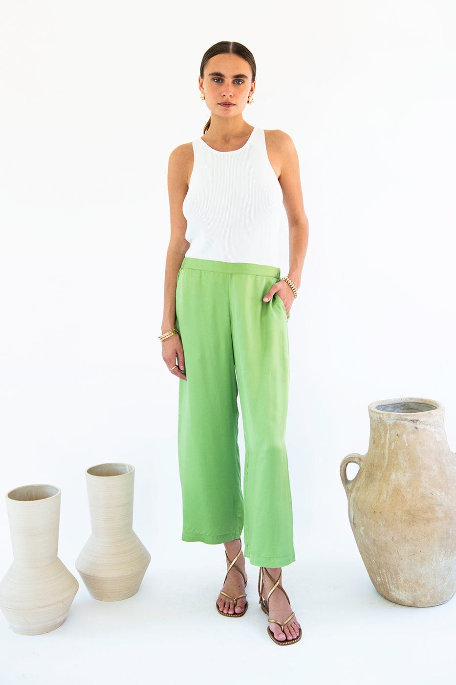 Carina TENCEL™ Modal Cropped Palazzo Pants for Women | High Waist Wide Leg Trousers in Multiple Colors | Comfortable & Breathable for Office, Travel & Casual Wear