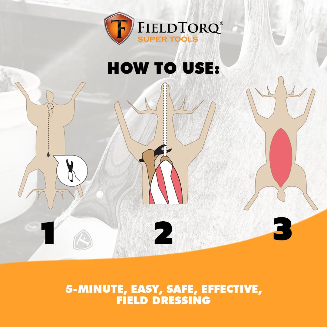4-in-1 Hunting Field Dressing Kit with Sheath & Sharpener - Professional Skinning Knife, Gut Hook & Deer Hunting Tool Set for Outdoor Adventures, Camping & Survival Gear