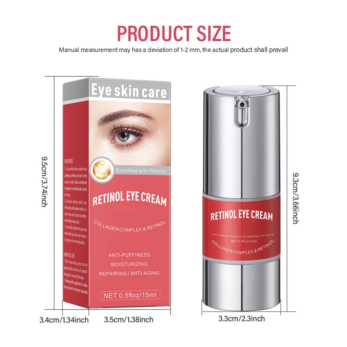 **Retinol Eye Cream for Dark Circles & Puffiness – Anti-Aging Under Eye Treatment with Hyaluronic Acid & Collagen – Reduces Wrinkles & Fine Lines, Smooths & Moisturizes Skin – 15ml – Perfect for Nighttime Skincare Routine & Travel**