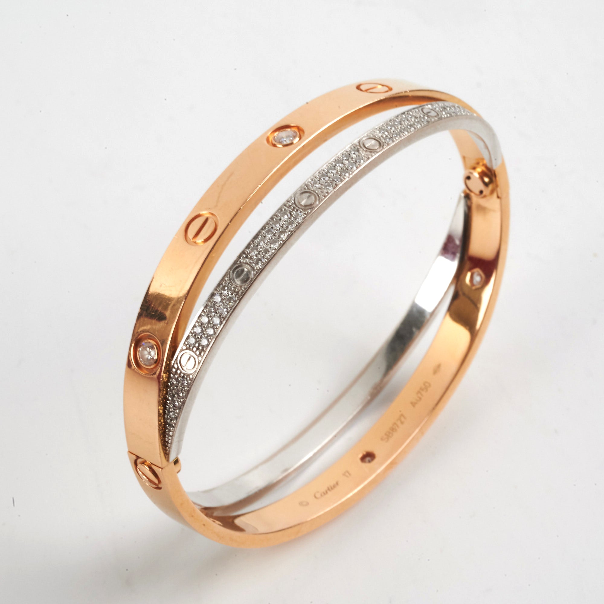 Cartier Double Love 18K Diamond Paved Yellow Gold & White Gold Ring - Size 17 for Women | Luxury Wedding, Engagement & Anniversary Jewelry Gift