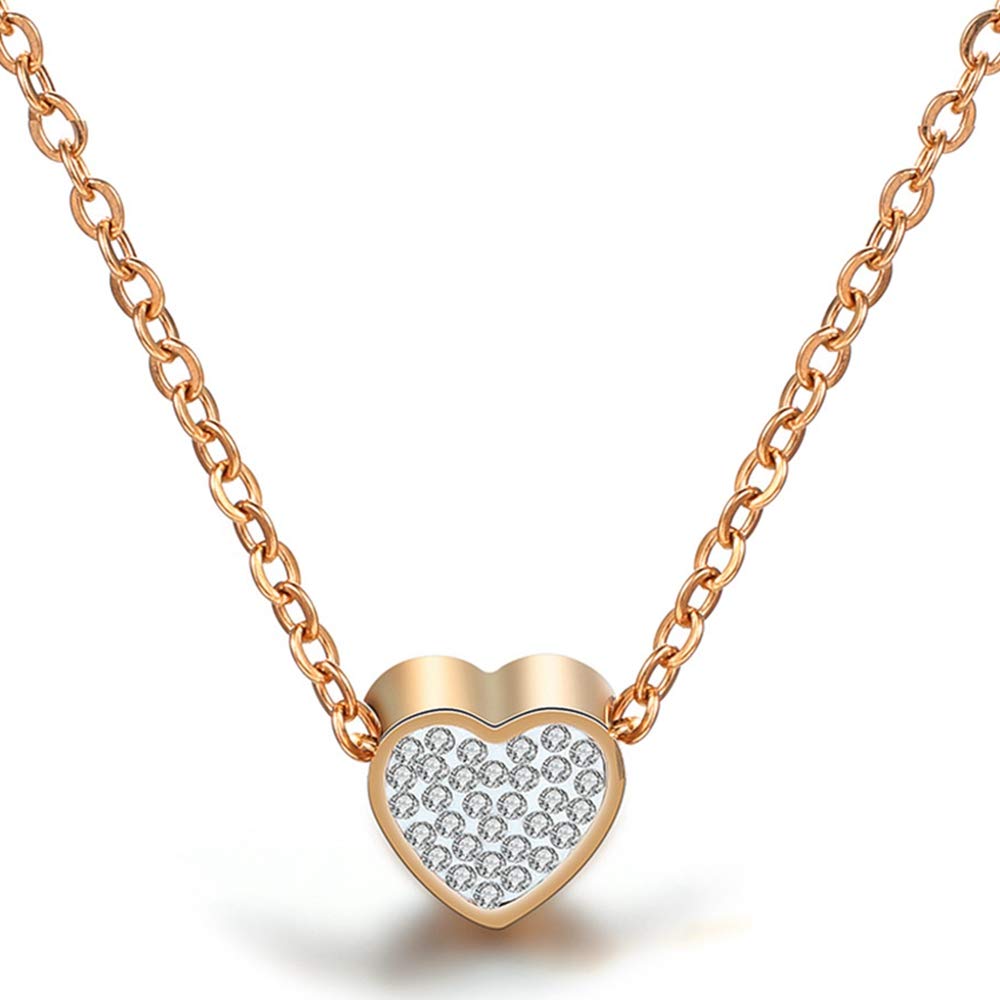 Jude Jewelers Stainless Steel Small Heart Charm Collar Necklace for Women - Dainty Layering Necklace, Valentine's Day Gift, Everyday Jewelry