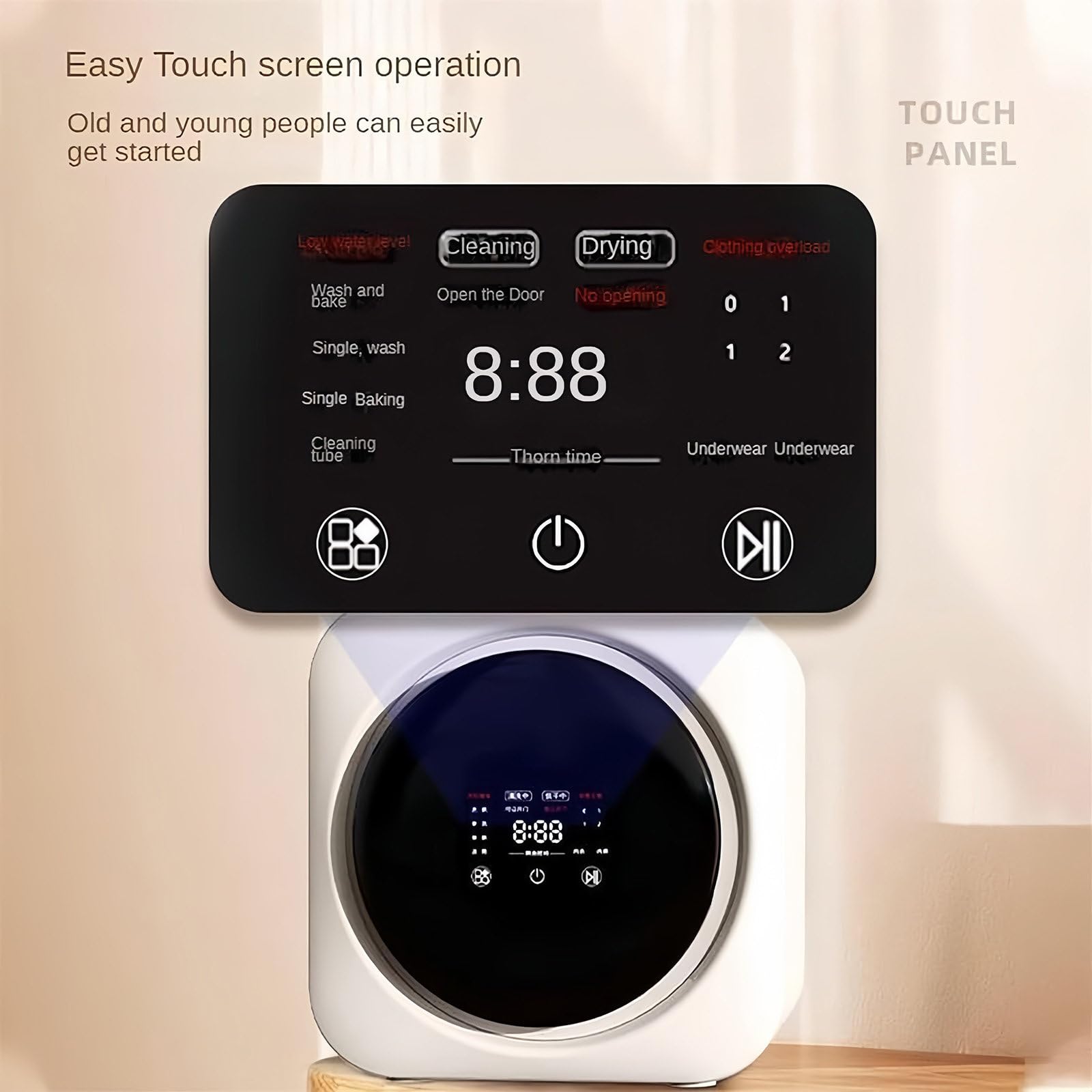 2 in 1 Mini Portable Washer and Dryer Combo - Compact Washing Machine with LCD Display & Stainless Steel Drum for Small Clothes, Underwear, Socks - Perfect for Apartments, Dorms, RVs & Travel Use