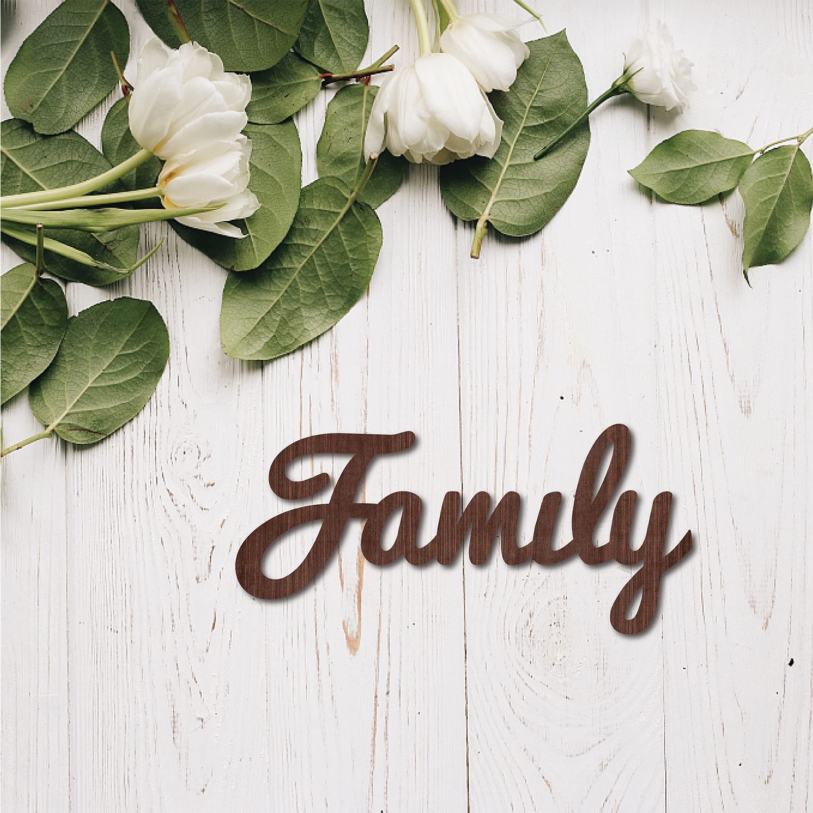CREATCABIN Wooden Cutout Sign - Rustic Farmhouse Family Letter Wall Art Decor, Brown, 11.9 x 5.5 Inch - Perfect for Housewarming Gifts, Front Door Entryway & Home Decoration