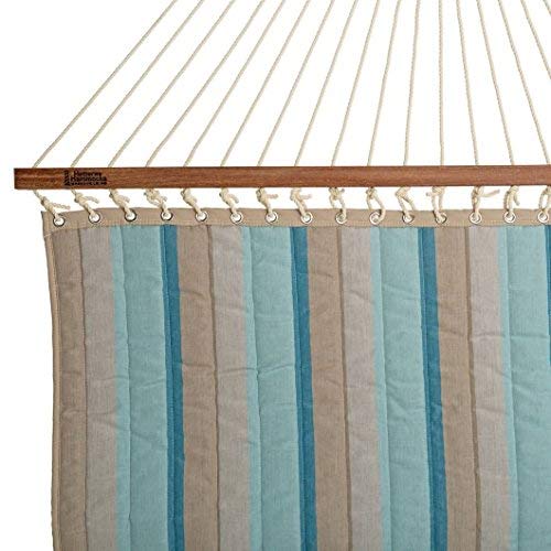 Premium Handcrafted Hatteras Hammocks - Large Gateway Mist Sunbrella Quilted Hammock with Free Extension Chains & Tree Hooks (13 ft x 55 in, 450 LB Capacity) - Perfect for Backyard Relaxation, Camping Trips & Beach Lounging - Made in USA