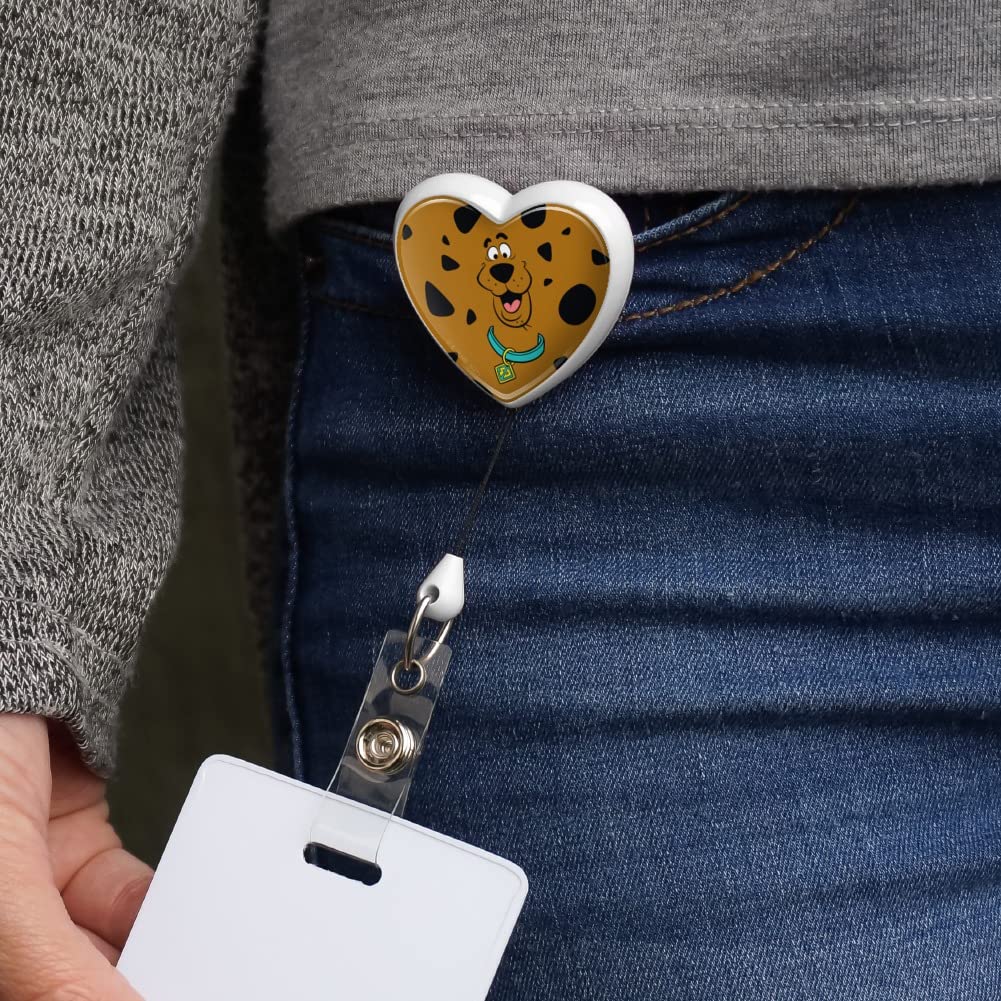 Scooby-Doo Spots Heart Lanyard Retractable Reel Badge ID Card Holder for Work, School & Events - Fun Cartoon Character Accessory for Teachers, Nurses & Fans