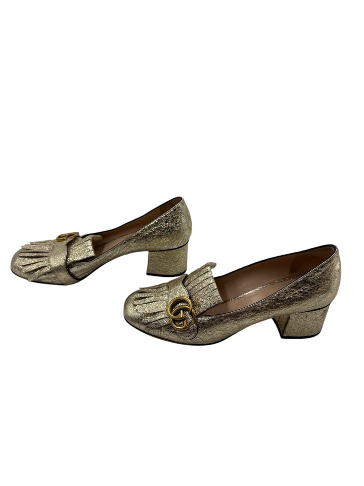 Gucci Fringe Metallic Marmont Block Heel Women's Shoes Size 39 (US 9) - Luxury Designer Pumps for Parties, Weddings & Evening Events