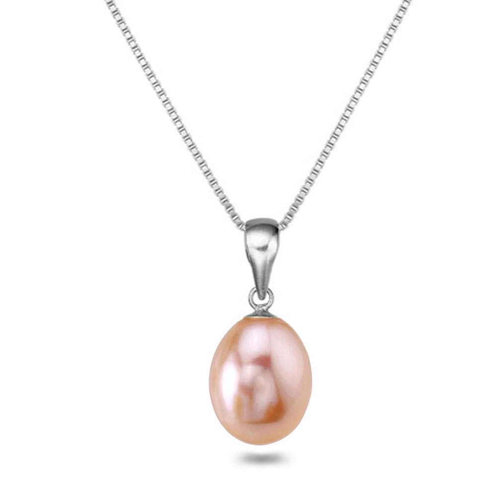 Pink Pearl Pendant Necklace for Women - 16-18 Inch Silver Jewelry for Elegant Occasions