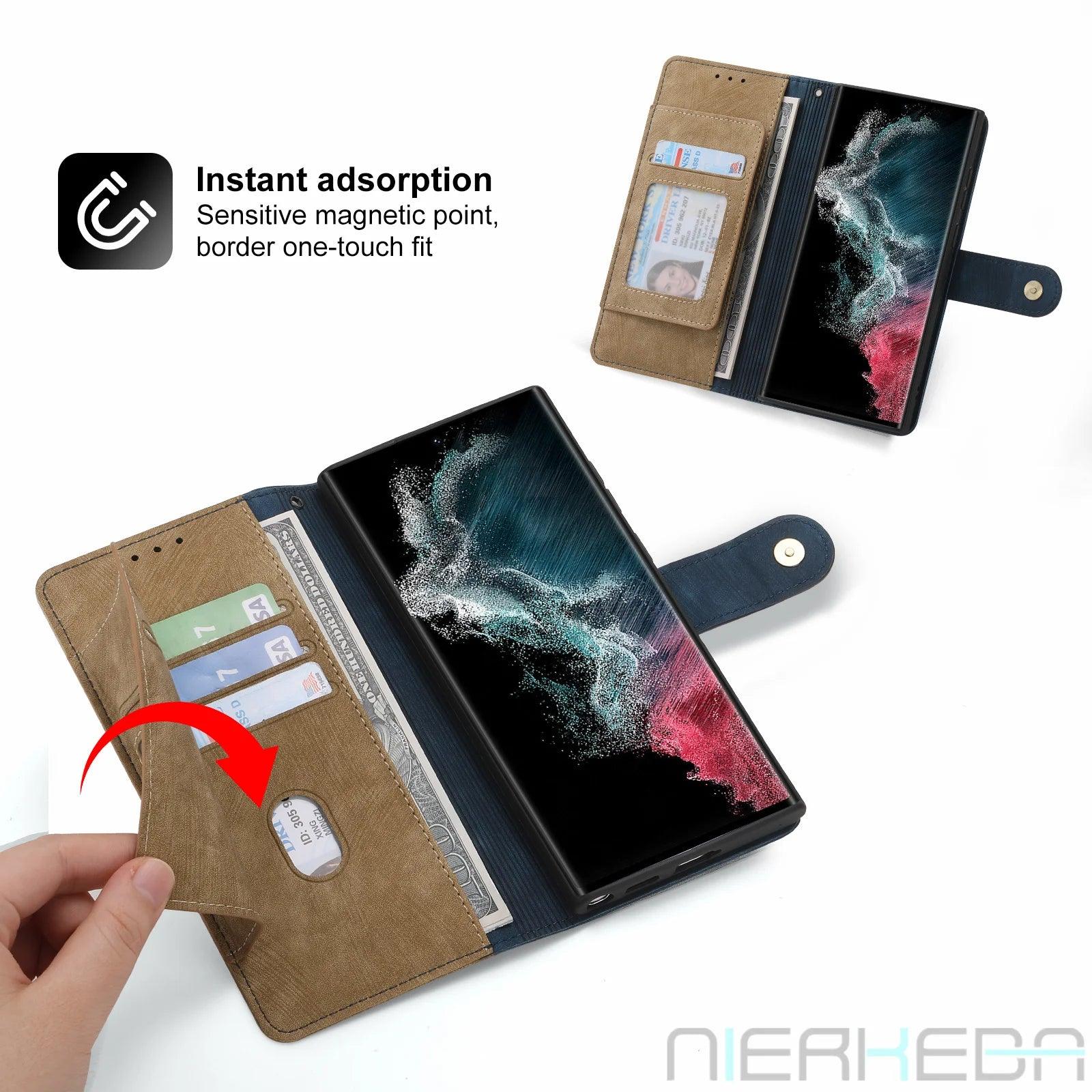 Samsung Galaxy S24 Ultra Anti-Theft Leather Case with RFID Protection - Slim & Durable Phone Cover for Daily Use, Travel & Business