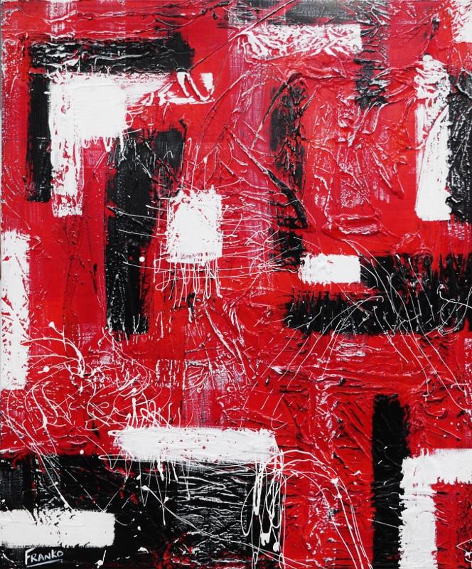 120cm x 100cm Red and Black Abstract Canvas Painting - Modern Wall Art for Living Room, Bedroom & Office Decor