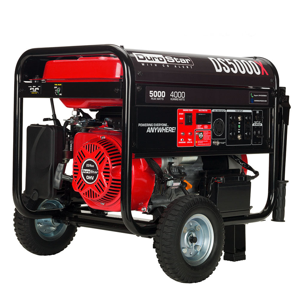 5,000 Watt Portable Gasoline Generator with CO Alert - Reliable Backup Power for Home, Camping & Emergency Use