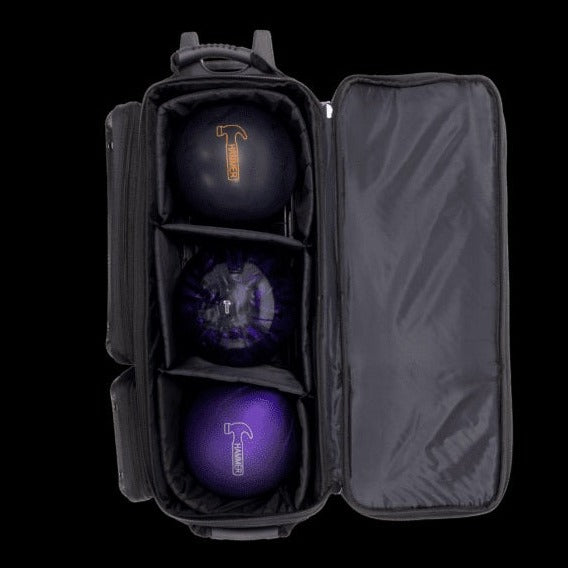 Hammer Carbon Shield 3 Ball Triple Roller Bowling Bag - Durable Bowling Accessory for League & Tournament Players - Perfect for Travel & Storage
