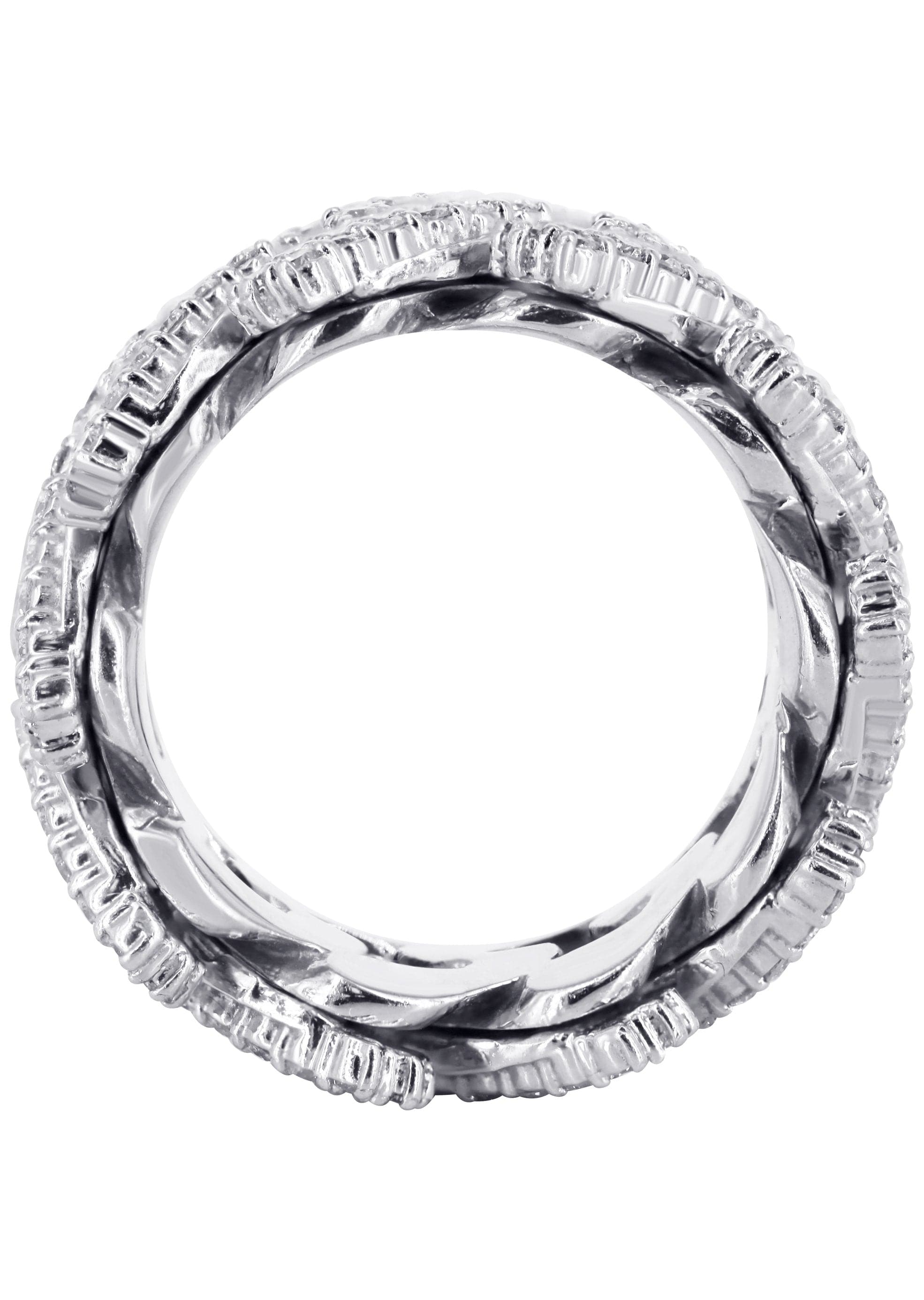 14K White Gold Diamond Cuban Link Ring for Men - 20 Grams Solid Gold, 4.00 Carats Genuine Diamonds | Luxury Jewelry Gift for Anniversary, Wedding & Special Occasions