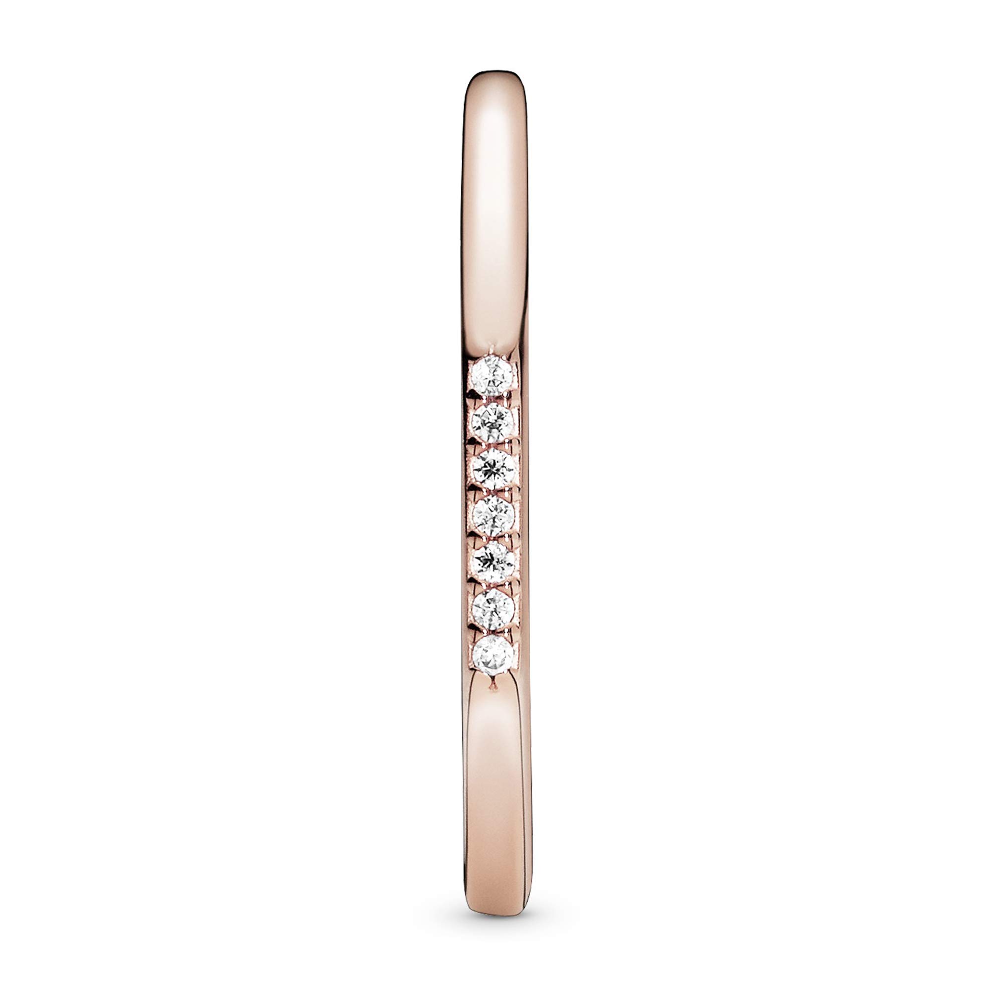 Pandora Multifaceted Rose Gold Ring for Women - 14k Rose Gold-Plated Stackable Ring with Cubic Zirconia - Size 4.5 - Perfect for Layering, Stacking & Gift Giving - Ideal for Weddings, Anniversaries & Everyday Elegance