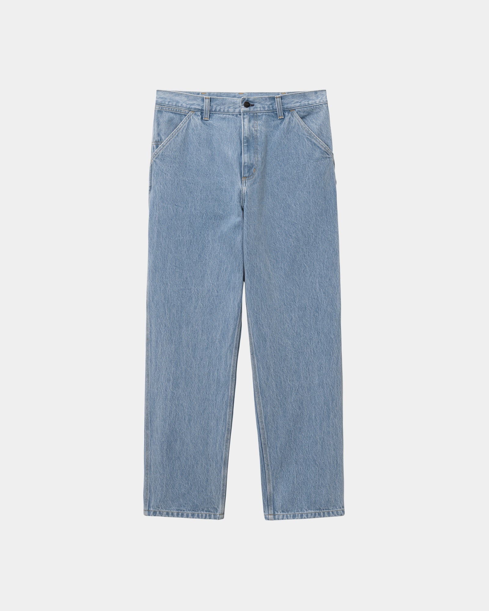 Single Knee Denim Pants for Men - Stone Bleached Blue Jeans | Durable & Comfortable for Casual Wear, Work, and Outdoor Activities
