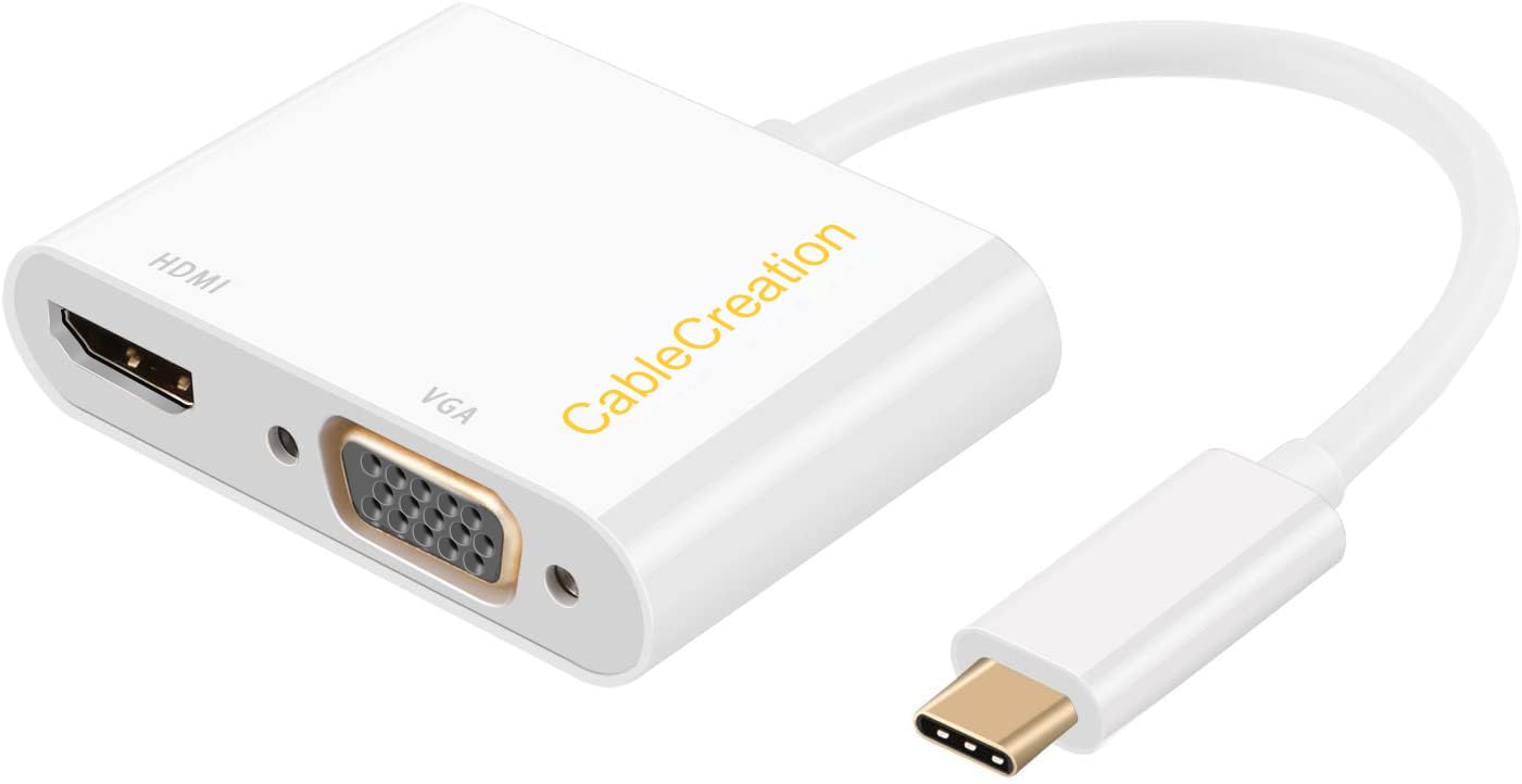 CableCreation USB C to HDMI VGA Adapter - 4K Type C to HDMI VGA 1080P Converter for iPhone 15 Plus/Pro Max, Galaxy S22 Ultra, MacBook Pro, iPad Pro, Chromebook, XPS 13 - Ideal for Home Office, Presentations, and Multi-Monitor Setups