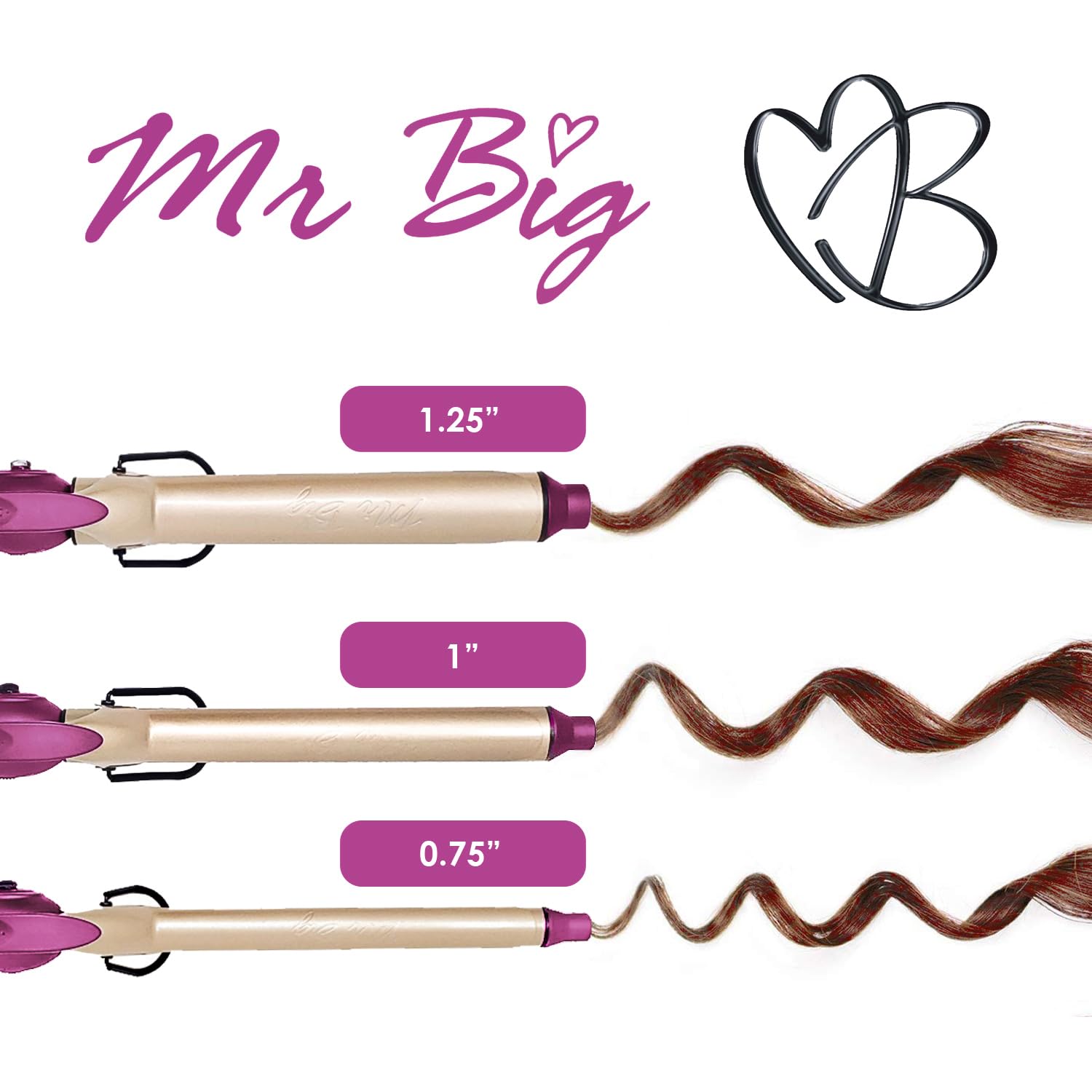 Mr Big Original Hair Curling Iron Wand - Best XL Styling Curling Iron for Long Hair, Creates Beach Waves & Loose Curls, 9.5