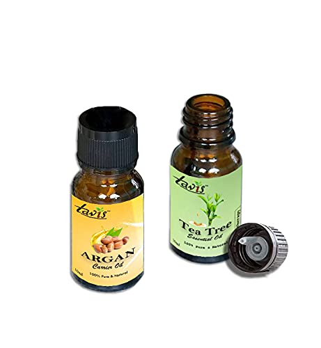 Pure Organic Argan Oil & Tea Tree Oil for Hair, Skin & Nails - Natural Moisturizer & Treatment for Dry Scalp, Acne & Cuticles - Perfect for DIY Beauty & Aromatherapy