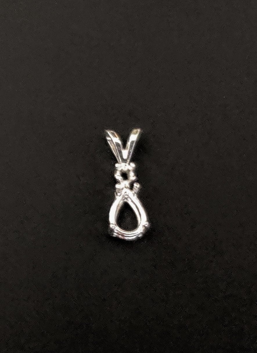 Solid Sterling Silver or 14kt Gold 7x5mm Pear Cut Pendant with Accent Setting - Handcrafted in USA | Perfect for Necklaces, Gifts & Special Occasions