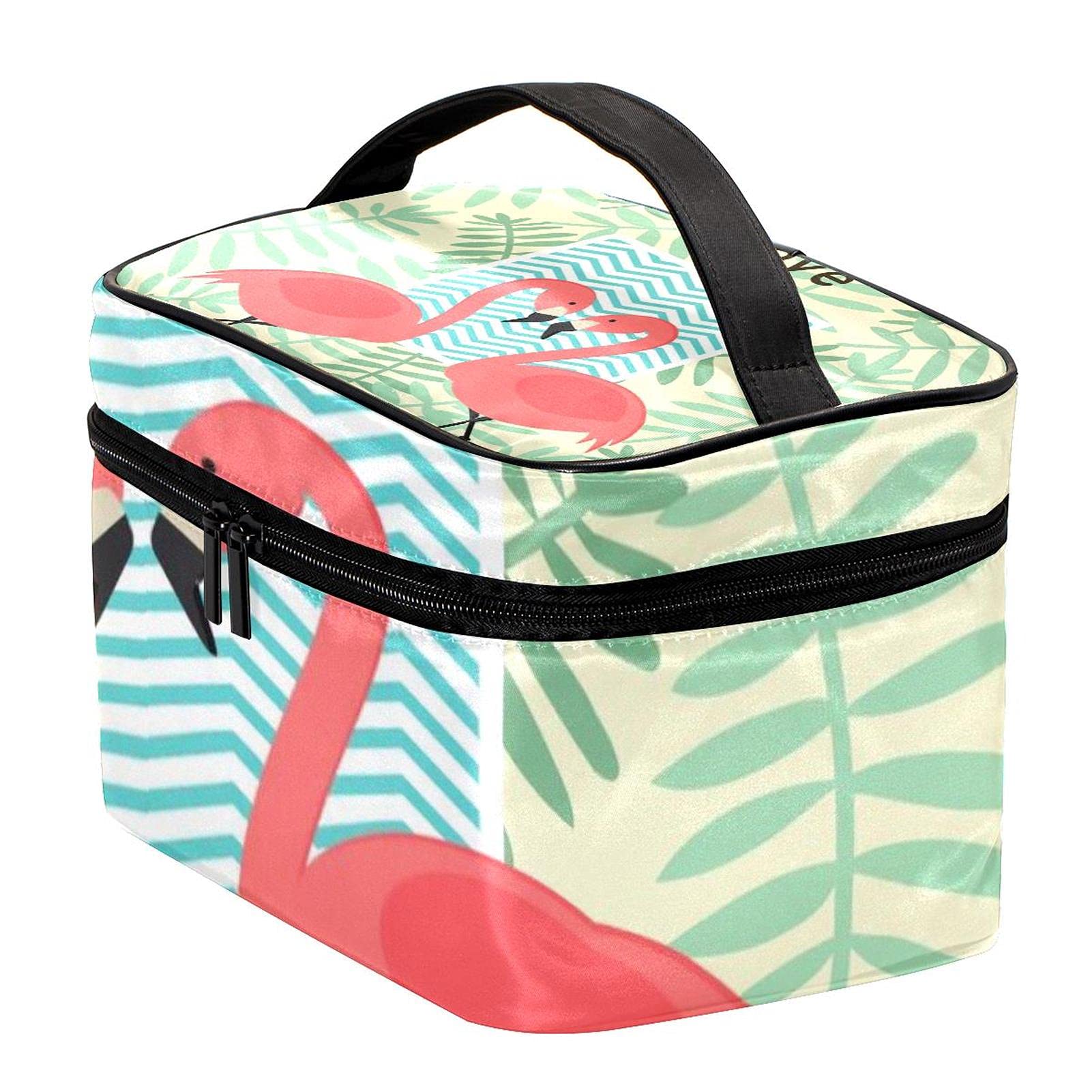 Stylish Tropical Flamingo Print Large Travel Makeup Bag - Waterproof Cosmetic Organizer with Zipper for Women & Girls | Perfect for Vacations, Beach Trips & Gym Essentials