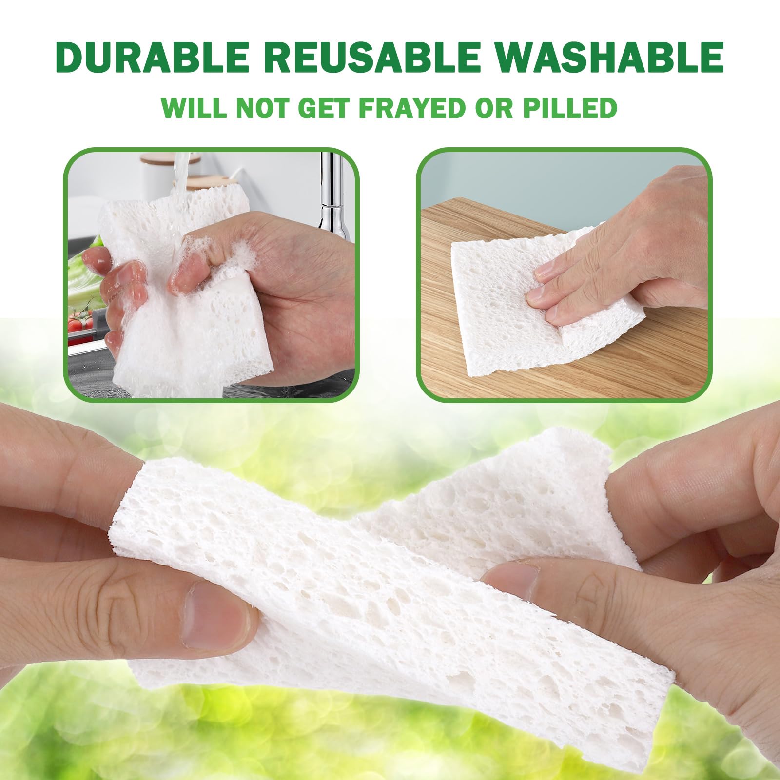 12 Pack Natural Cellulose Dish Sponges - Eco-Friendly, Reusable & Durable Plant-Based Sponges for Washing Dishes, Cleaning Kitchen & DIY Crafts | Perfect for Daily Use, Household Cleaning & Creative Projects