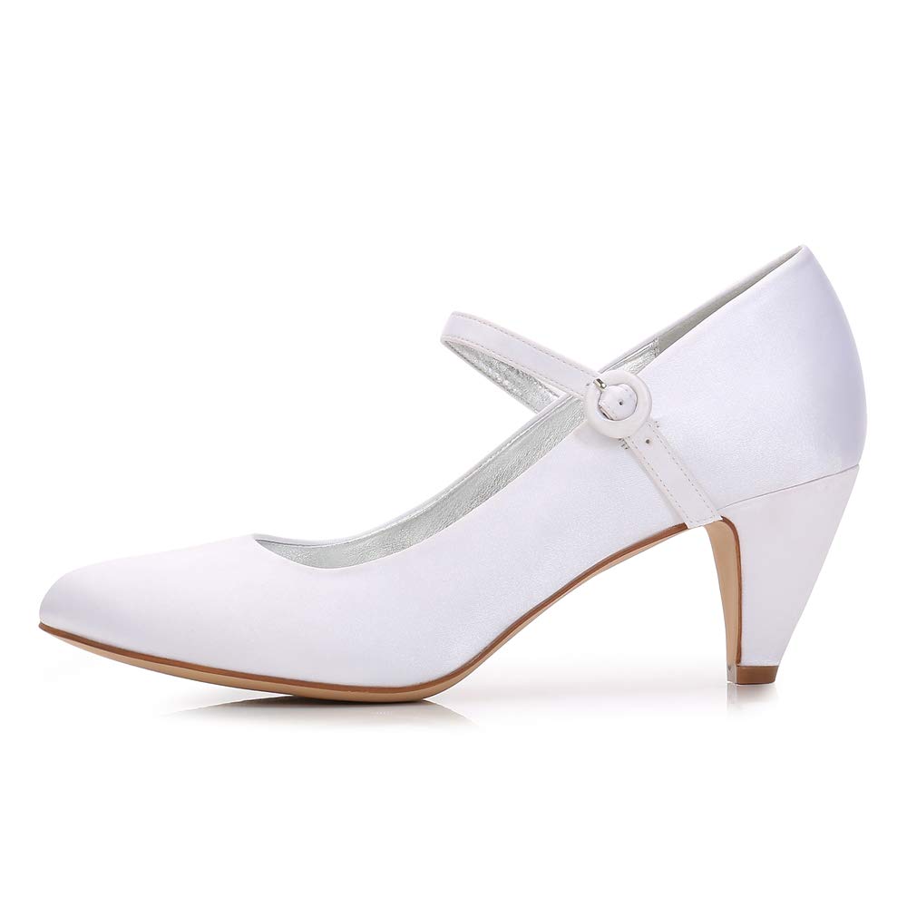 Ivory Wedding Shoes for Women - Elegant Closed Toe Buckle Ankle Strap Heels | Perfect for Evening Prom, Bridal Party & Formal Dress Occasions