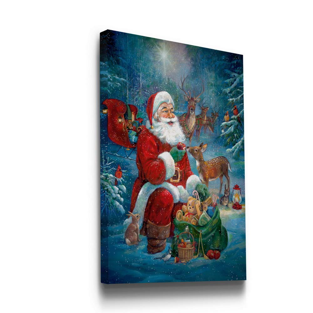 Santa's Pit Stop Wall Art - Premium Gallery Wrapped Canvas Decor with Red Cardinal & Reindeer | Festive Christmas & Winter Home Decorations | Ready to Hang 32x48 Inches | Made in USA | Perfect for Living Room, Bedroom or Holiday Office Decor