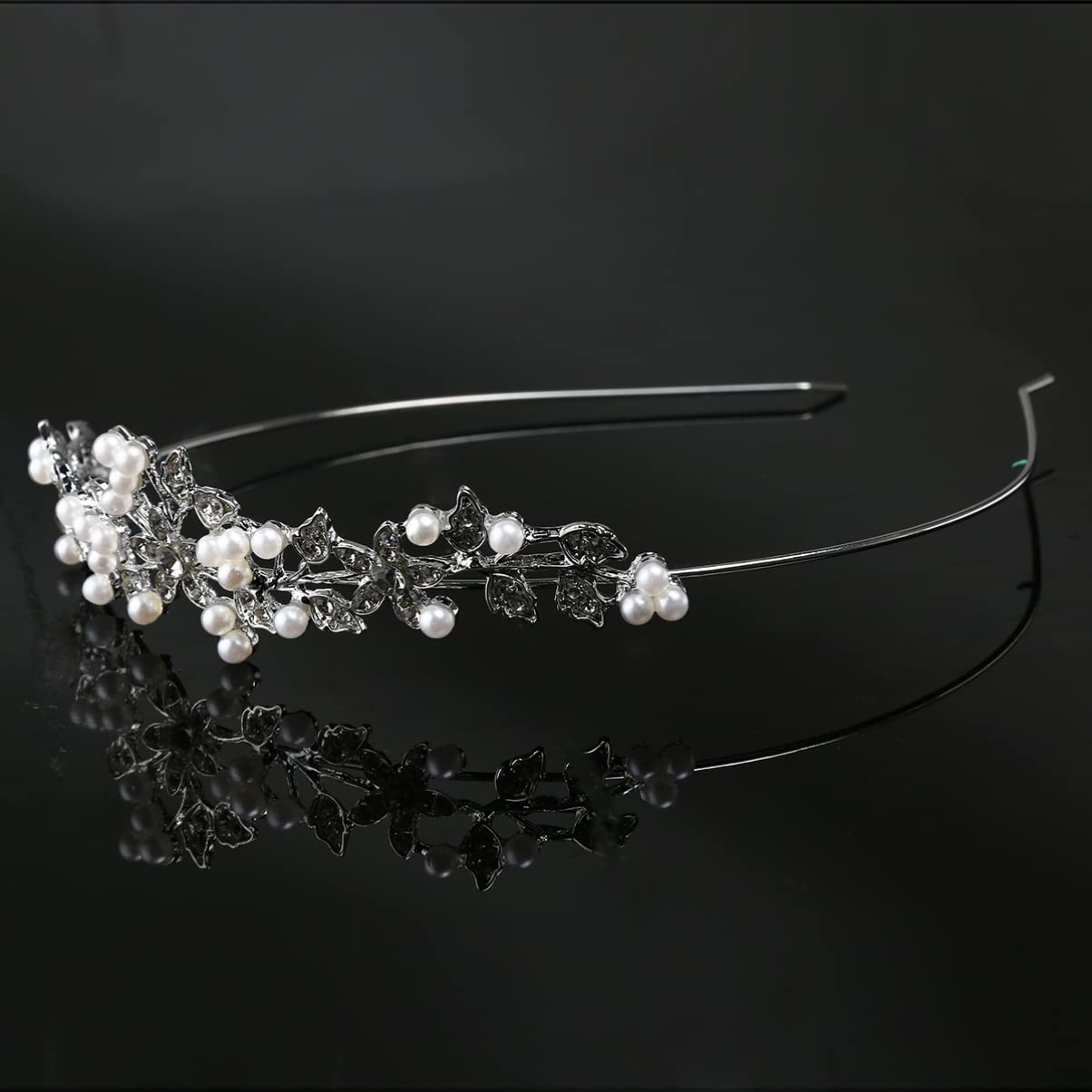 Minkissy 2PCS Wedding Hair Accessories - Rhinestone Bridal Tiara & Pearl Headband for Bride, Women's Wedding Birthday Party - Perfect for Bridal Shower, Bachelorette, Prom & Formal Events