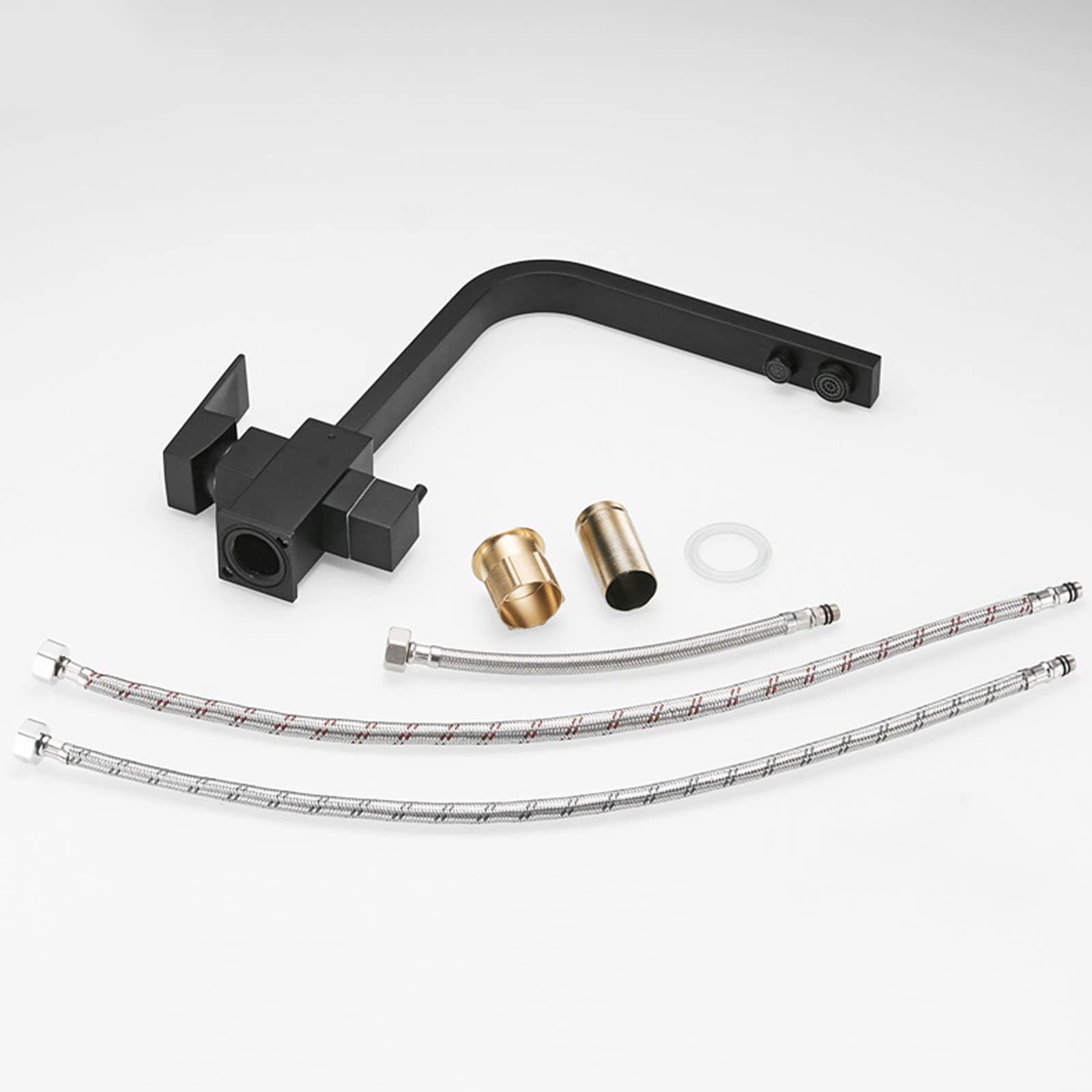 3-Way Black Kitchen Faucet with Hot/Cold Water for Sink