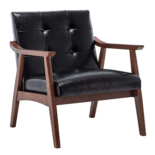 Black Faux Leather/Espresso