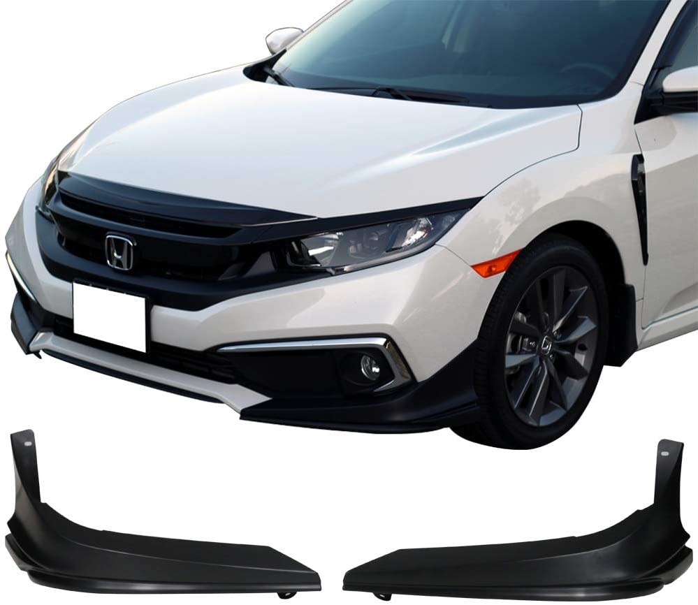 2019-2021 Honda Civic Front Bumper Lip Spoiler - Modulo Style Unpainted Black ABS Plastic - Enhance Sporty Look & Aerodynamics for Street Racing & Car Shows