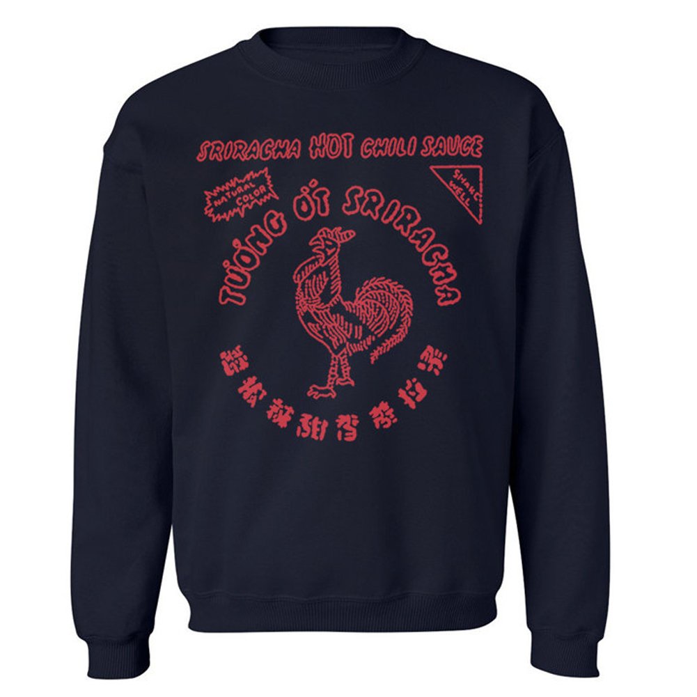 Sriracha Hot Chili Sauce Men's Crewneck Sweatshirt - Spicy Food Lover Graphic Tee for Casual Wear & Cooking Enthusiasts