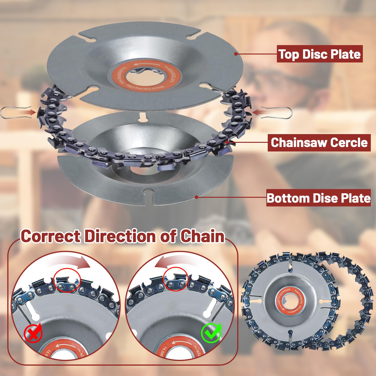 11PCS Wood Carving Disc Set for 4