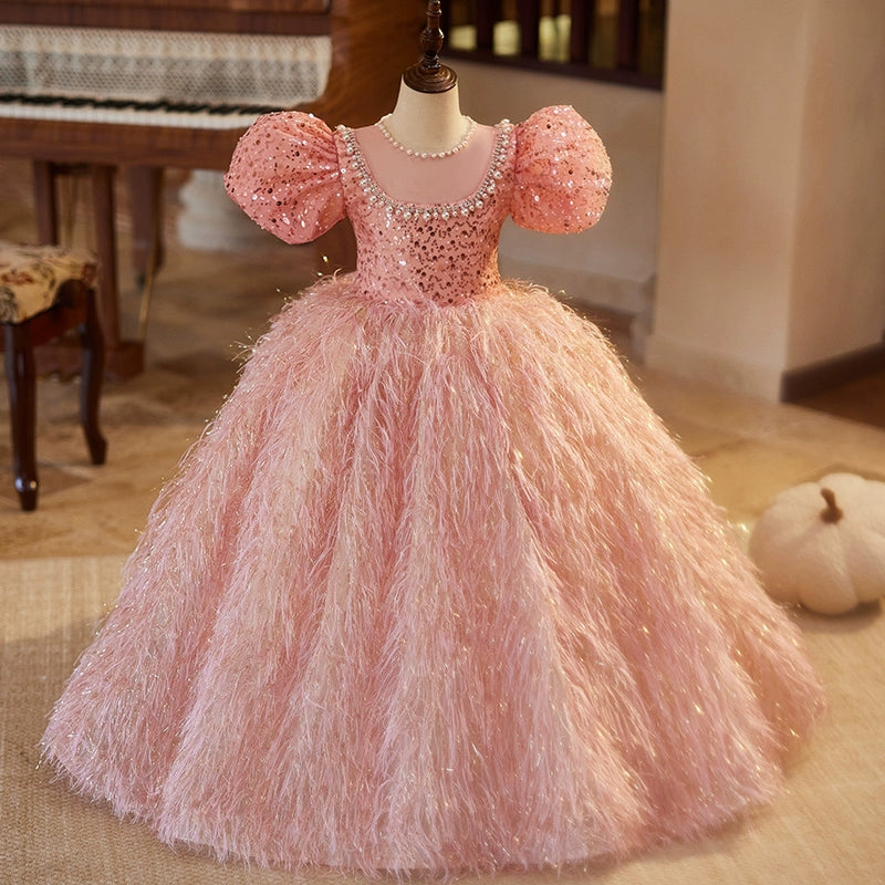 Sparkly Sequin Princess Dress for Baby Girls - Elegant Toddler Baptism Gown & Flower Girl Dress for Weddings, Parties & Special Occasions