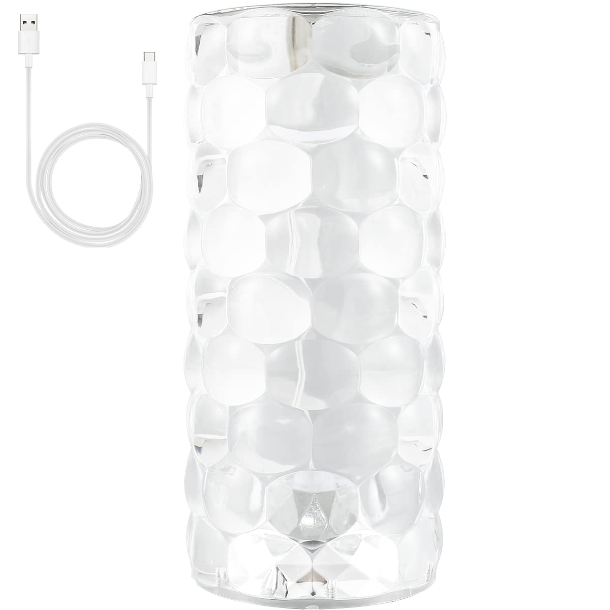 Crystal Diamond Table Lamp - Teardrop Shape USB LED Night Light with 3 Color Modes, Touch Control for Bedroom, Living Room, Office | Elegant Acrylic Crystal Lamp for Home Decor, Romantic Ambiance & Party Lighting