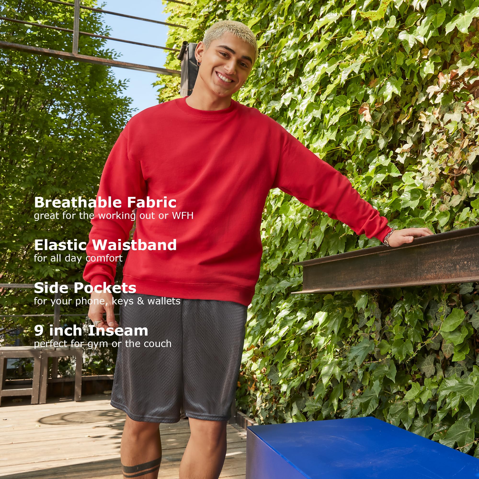 Hanes Men's ComfortSoft Mesh Pocket Shorts - Breathable Athletic Shorts for Running, Gym & Casual Wear | Lightweight & Quick-Dry Fabric