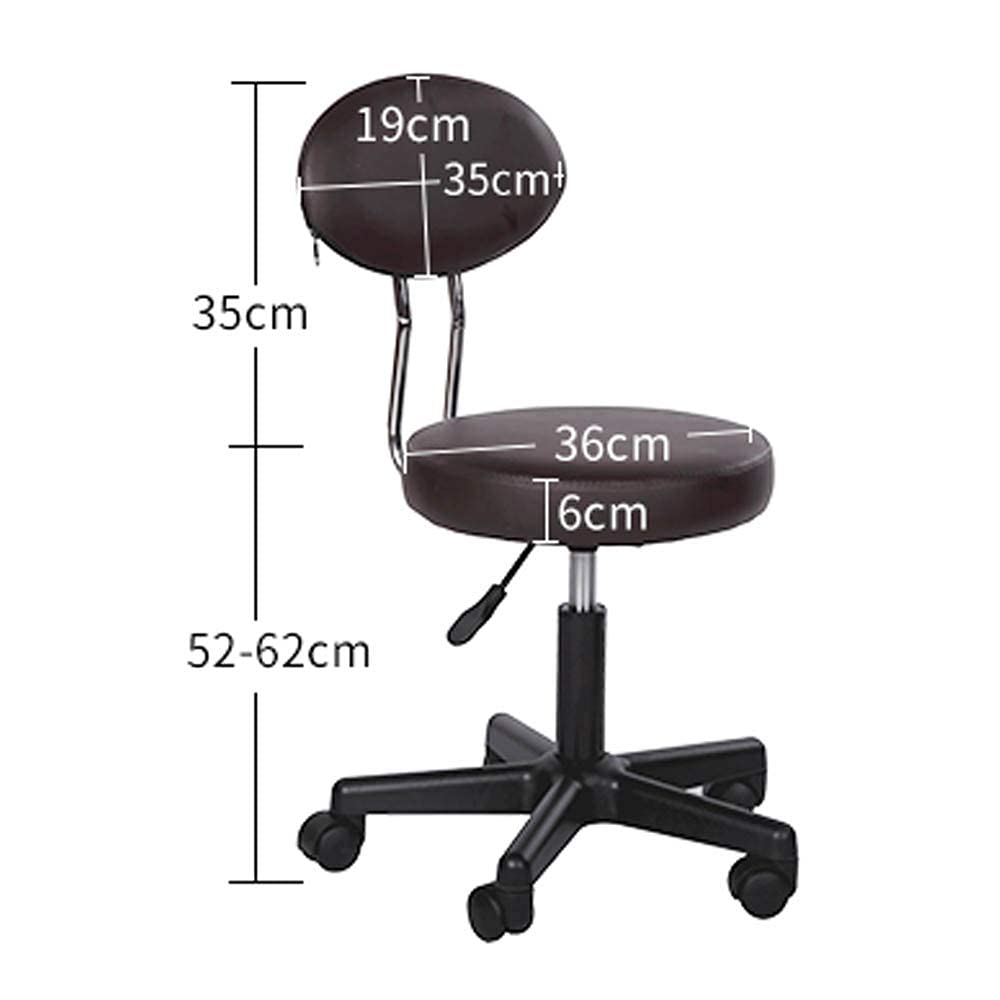 Adjustable Hydraulic Rolling Stool with Backrest - Black Swivel Salon Spa Chair for Beauty, Barber, Tattoo & Massage - Ergonomic Support for Medical, Drafting & Professional Use - Perfect for Salons, Clinics & Home Spa