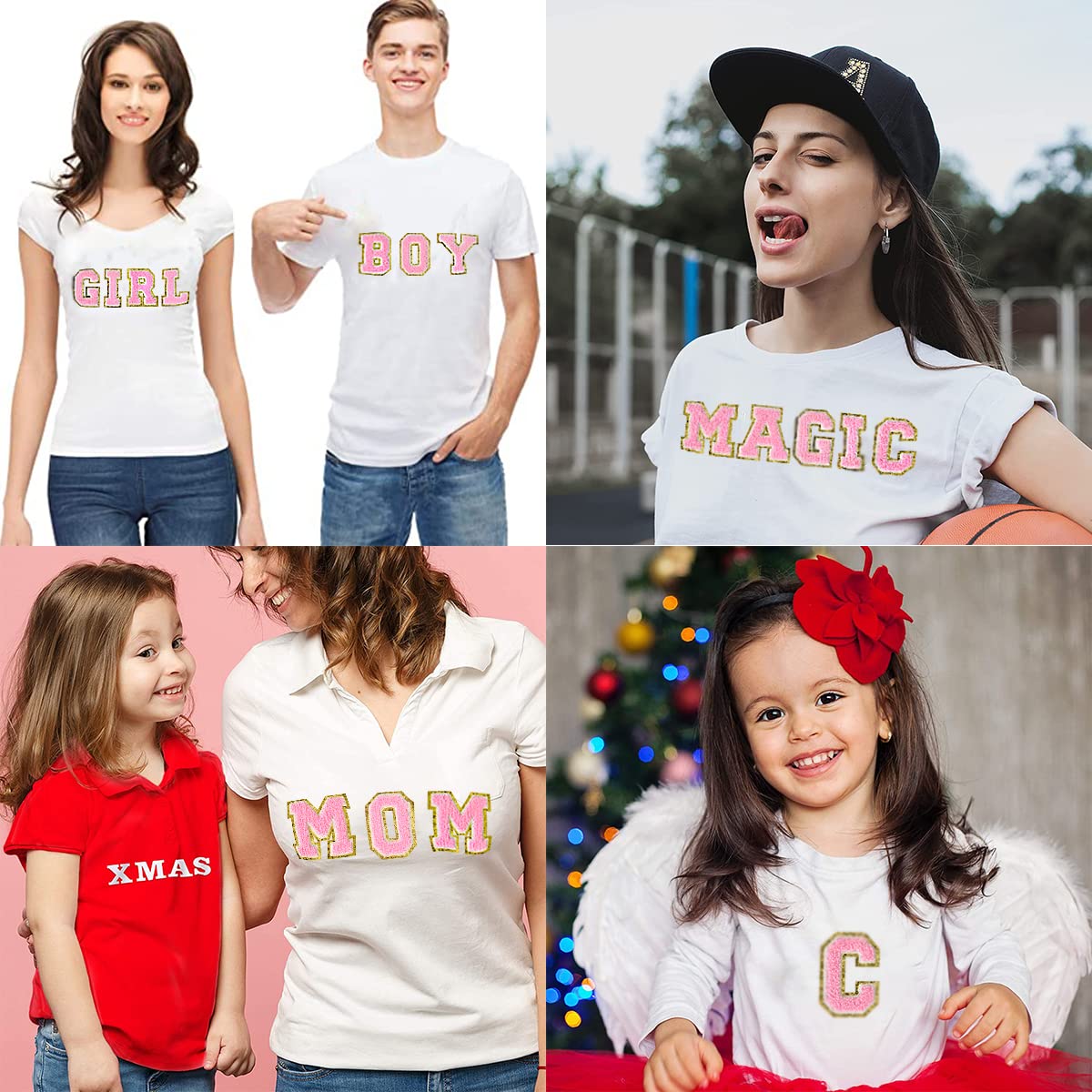 Custom Iron On Letters & Glitter Patches for Clothing - 6Pieces Pink Letter Stickers (3.14inch Height) for Jackets, Hats & DIY Crafts - Perfect for Personalizing Denim, Backpacks & Gifts