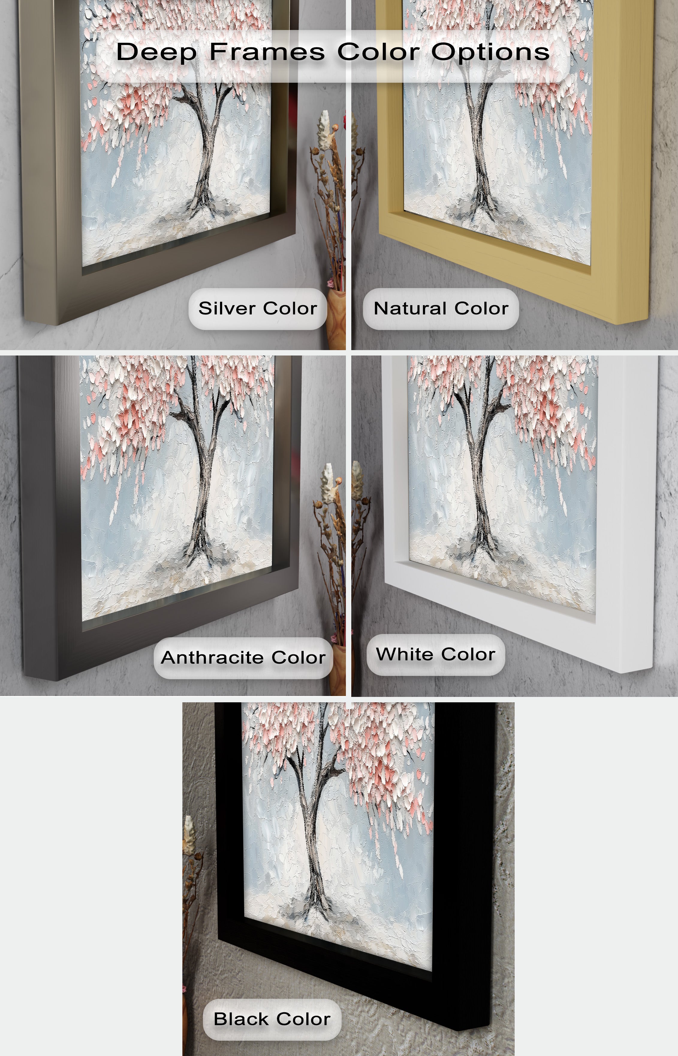 Blossoming Cherry Tree Floral Oil Painting - Handmade Canvas Art for Home Decor, Living Room, Bedroom & Office Wall