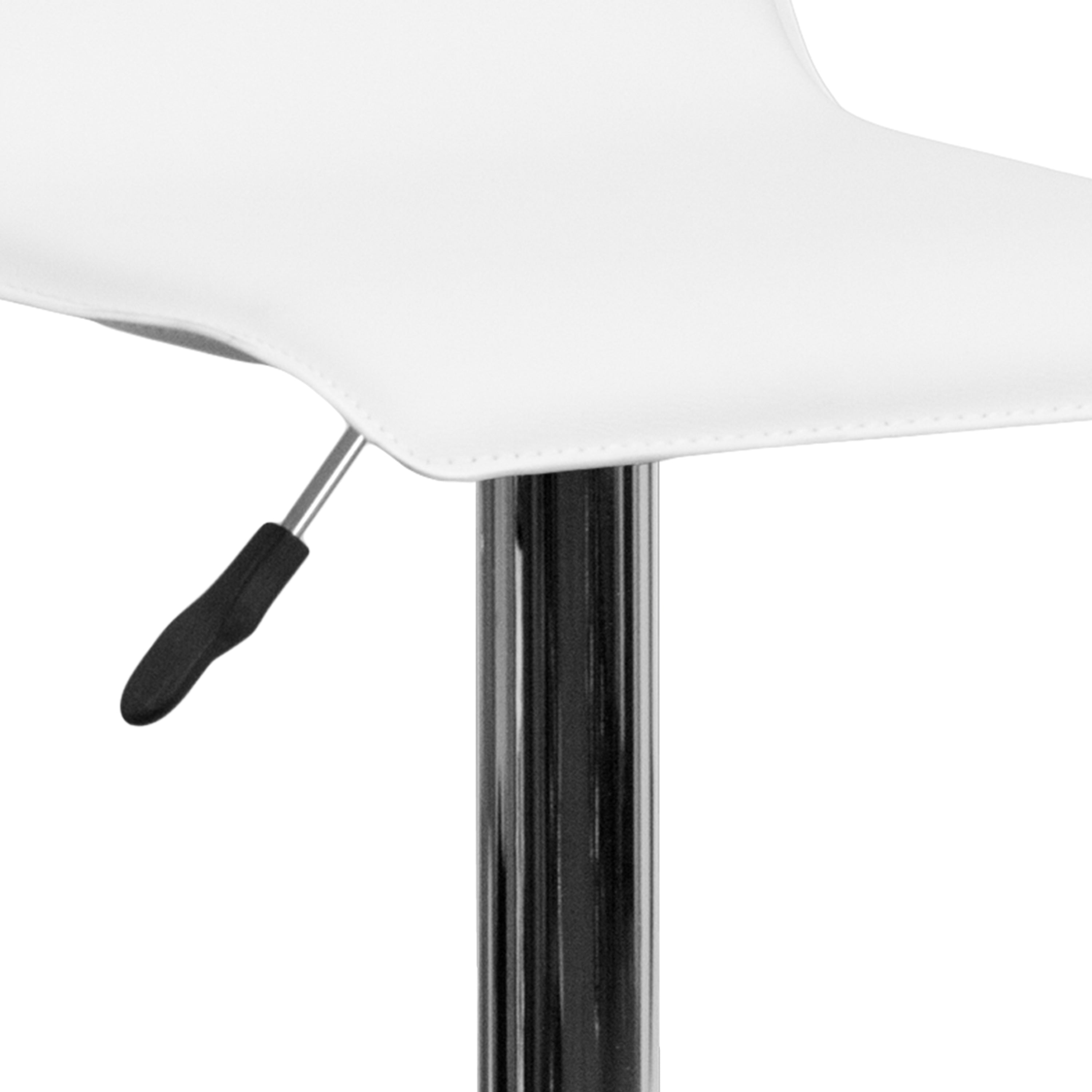FLASH Dax Contemporary White Vinyl Adjustable Height Bar Stool with Solid Wave Seat & Chrome Base - Perfect for Kitchen Islands, Breakfast Bars & Modern Home Decor