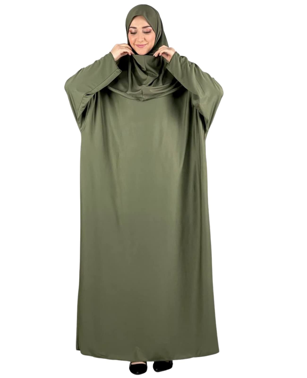 Elegant Muslim Women's Prayer Outfit - Long Abaya Robe with Hijab & Rosary | Islamic Dress for Prayer, Mosque & Special Occasions | Dubai Kaftan, Turkish Style Modest Fashion