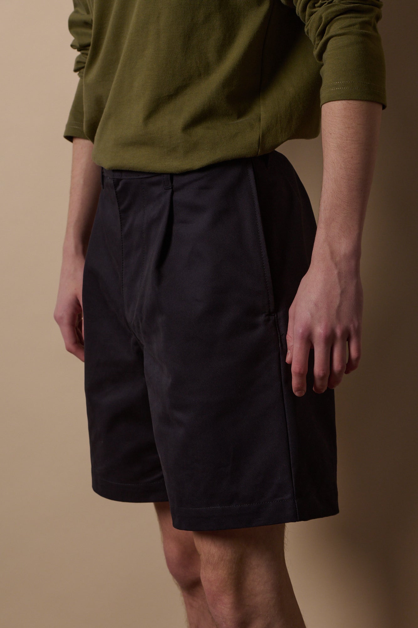 Men's Pleated Shorts - Navy Blue Casual Summer Shorts for Walking, Travel & Outdoor Activities
