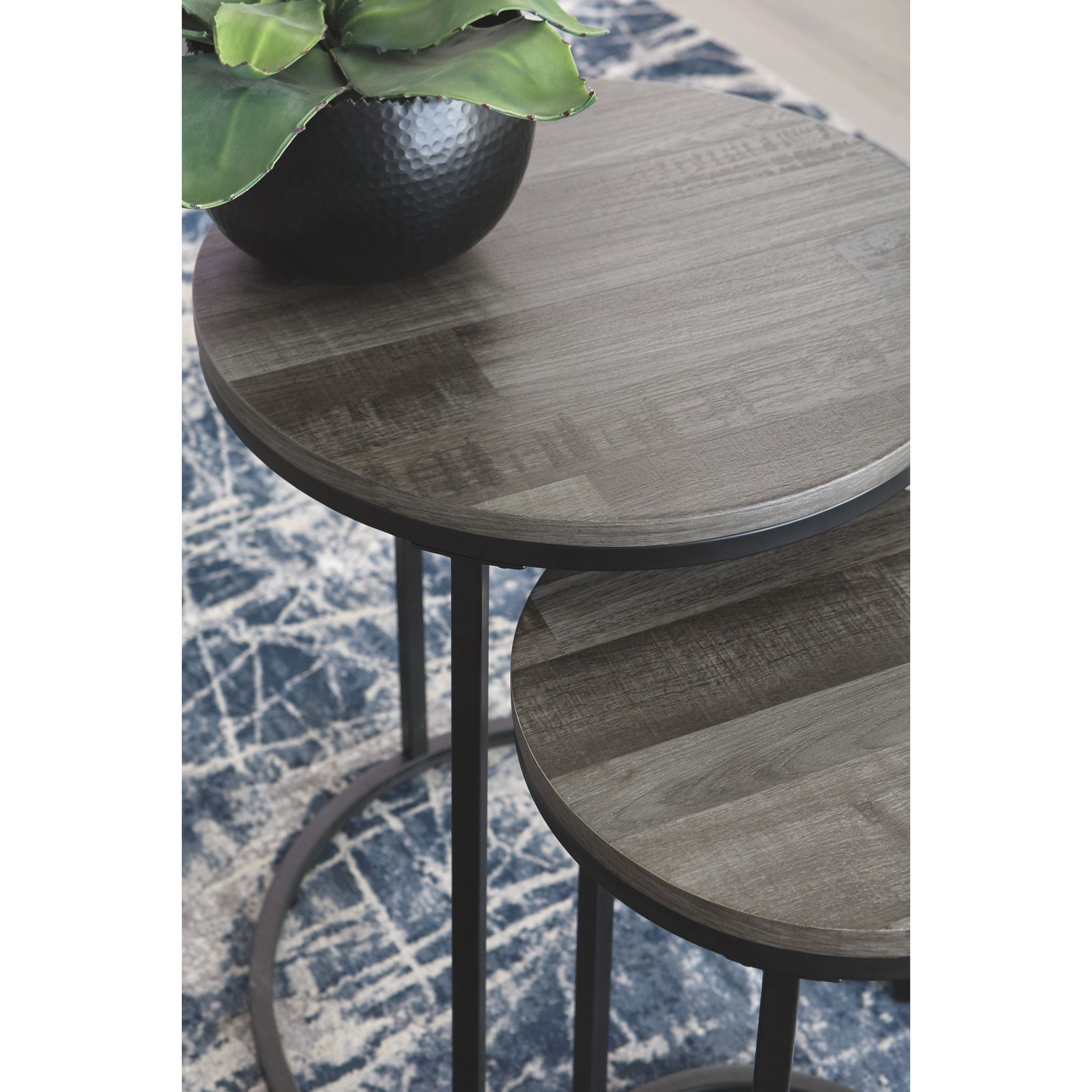 Briarsboro Accent Table Set of 2 - Modern Gray and Black Side Tables for Living Room, Bedroom & Office - Small End Tables with Sturdy Metal Base for Home Decor