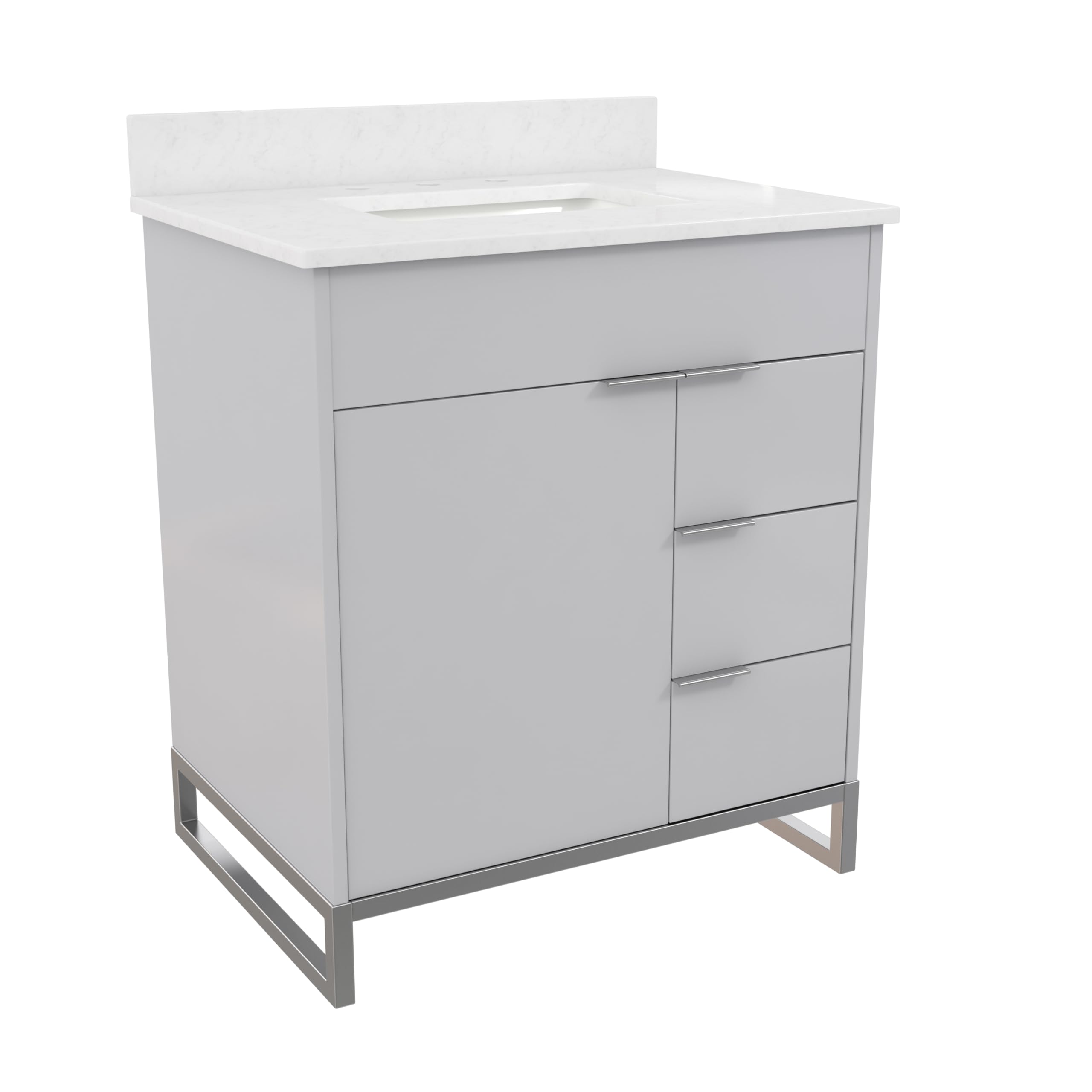 CosmoLiving by Cosmopolitan Leona 30-Inch Bathroom Vanity Set with Sink - Modern Gray Finish for Small Bathrooms | Perfect for Powder Rooms & Master Bath Remodels